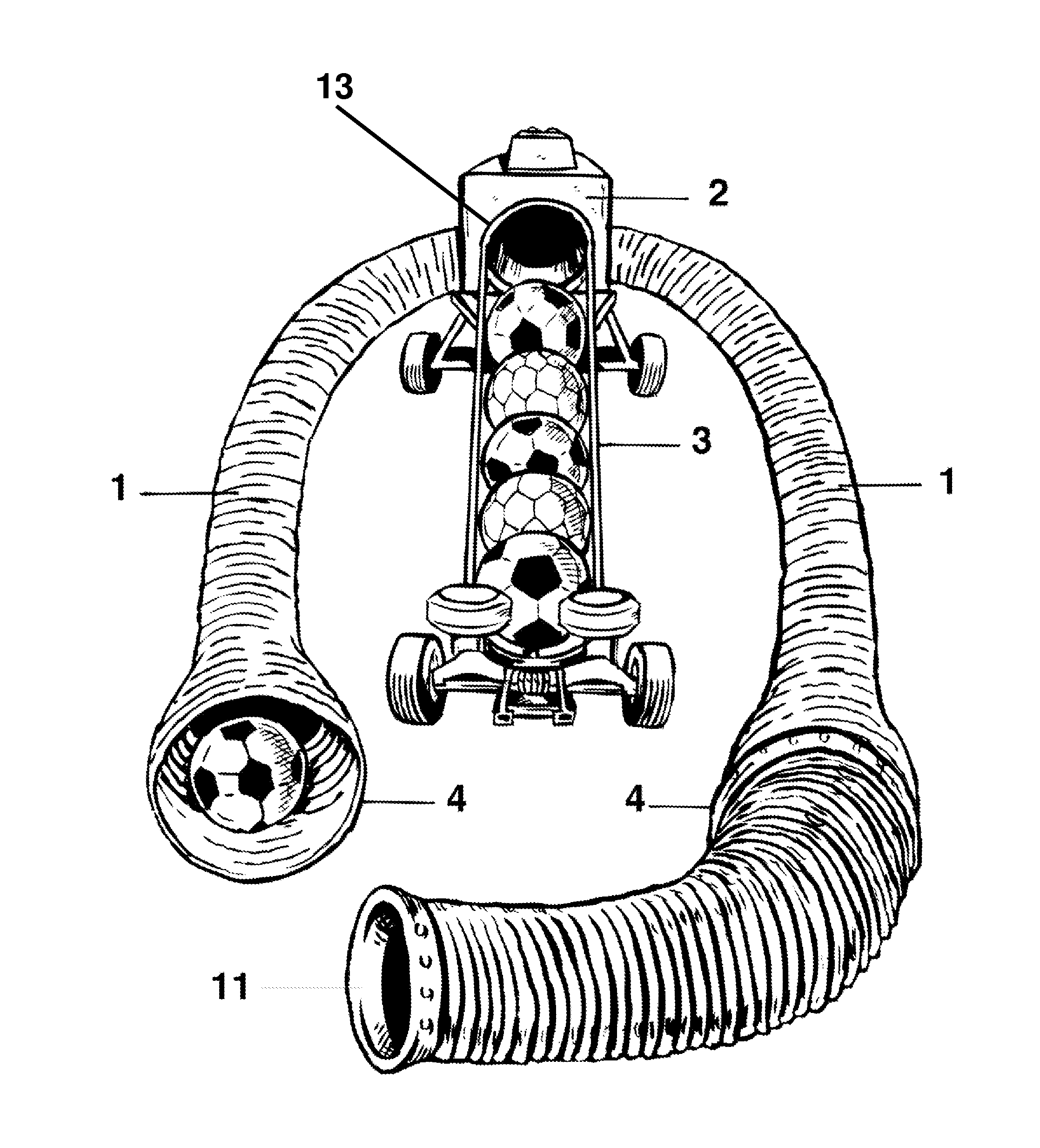 Sports equipment collection and return device and methods of use thereof