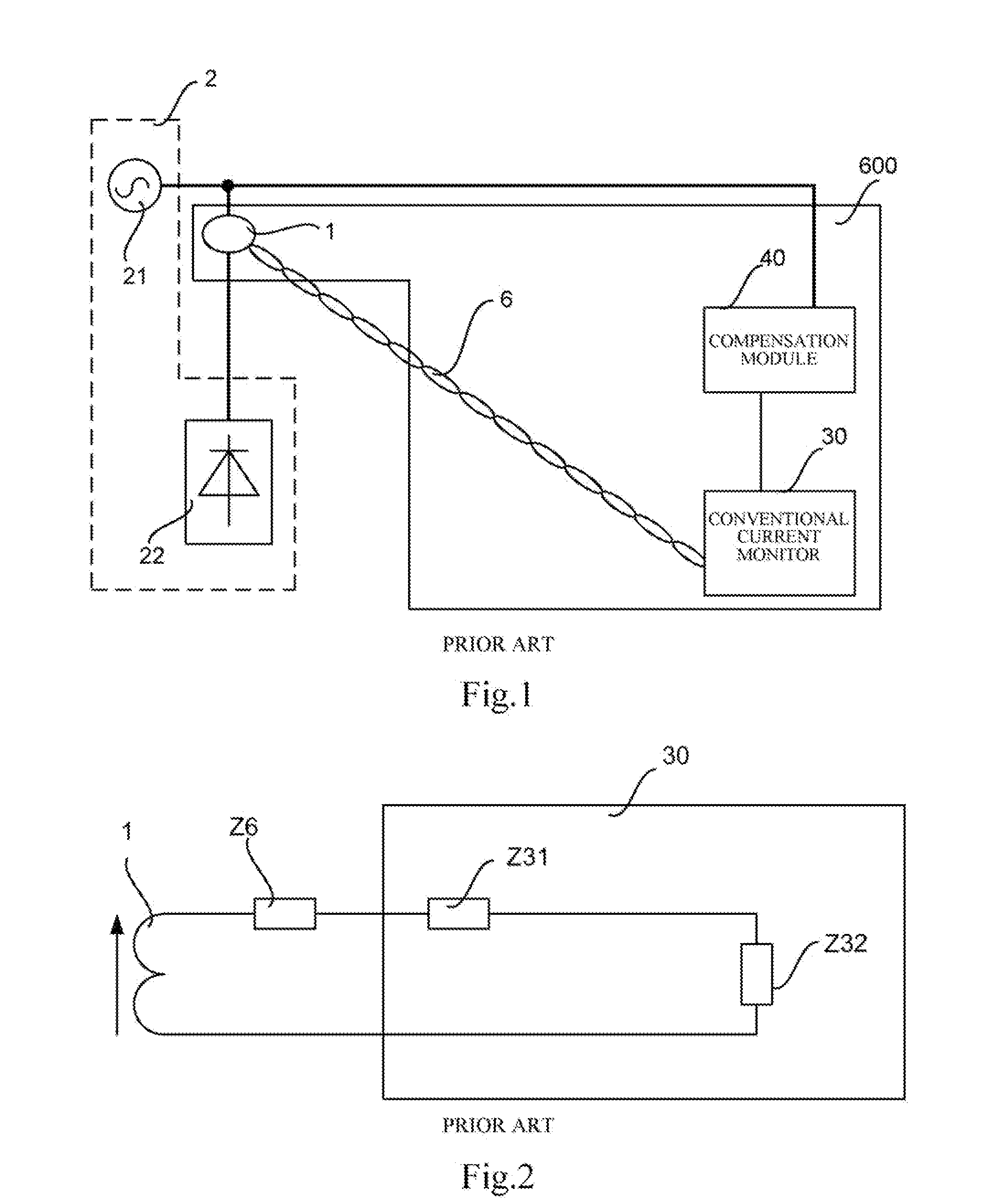 Current monitor and electric power quality compensation system