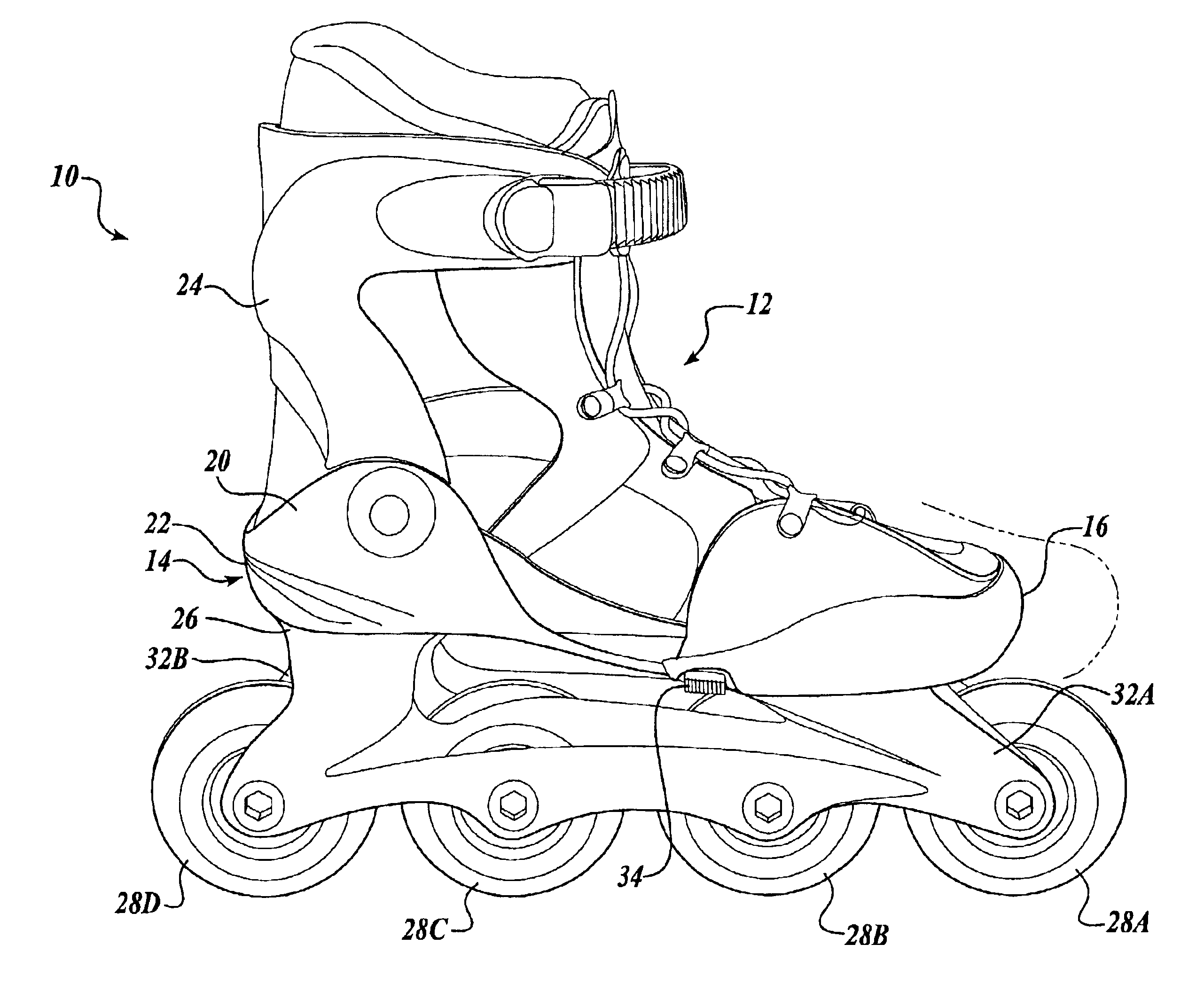 Tool-less size-adjustable in-line skate