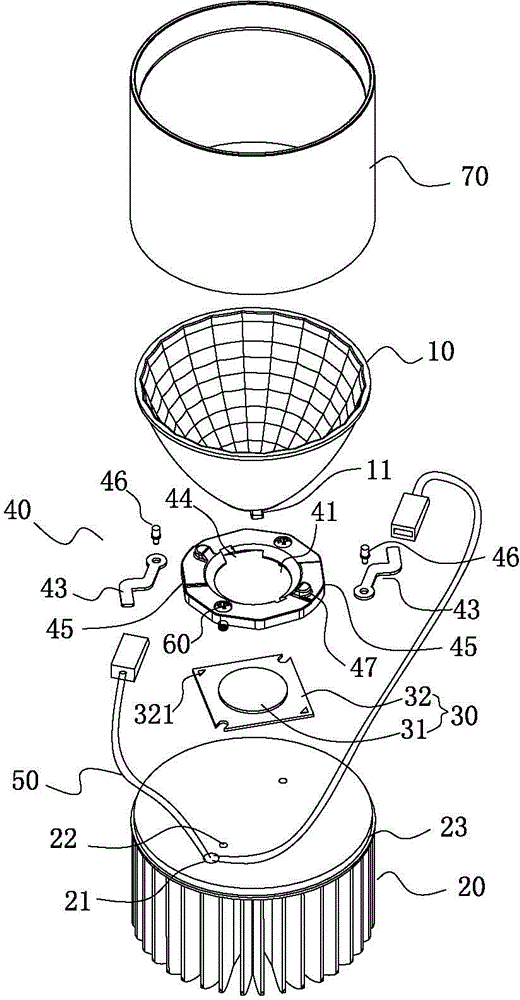 Electric contact and connection type COB (chip on board)-LED light source module