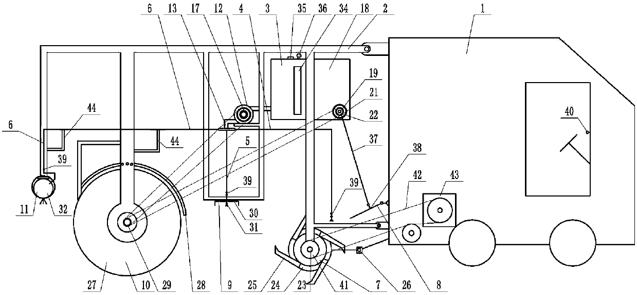 A roadbed lime soil automatic mixing and spreading machine