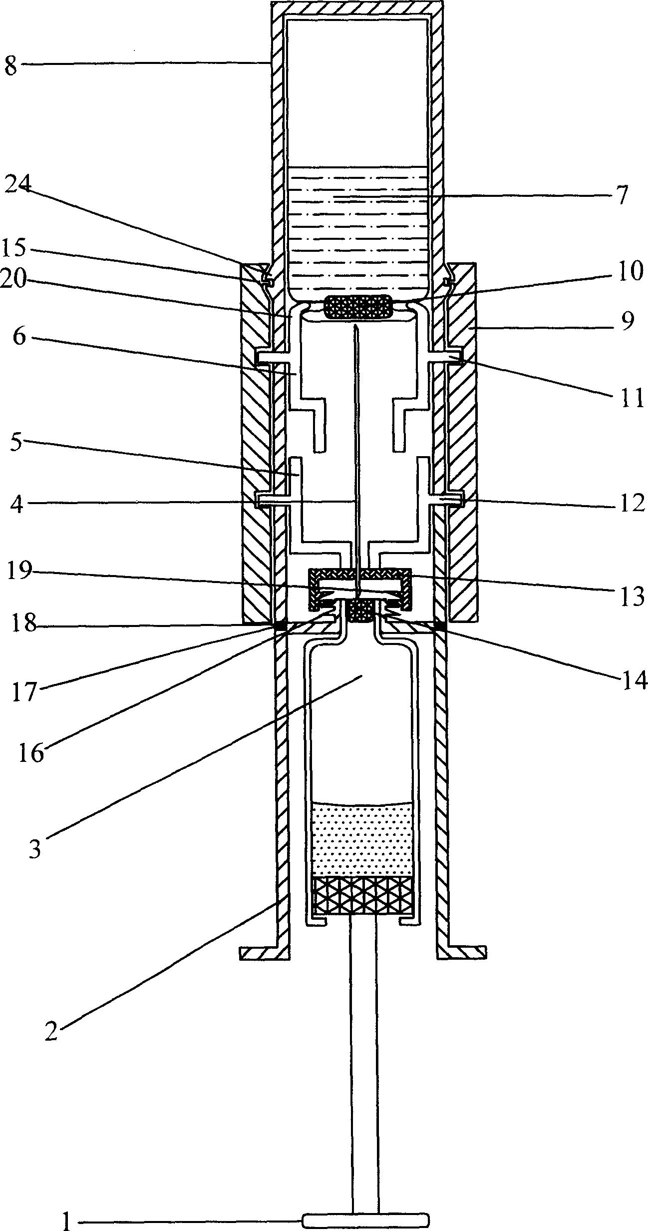 Automatic injection powder mixing syringe