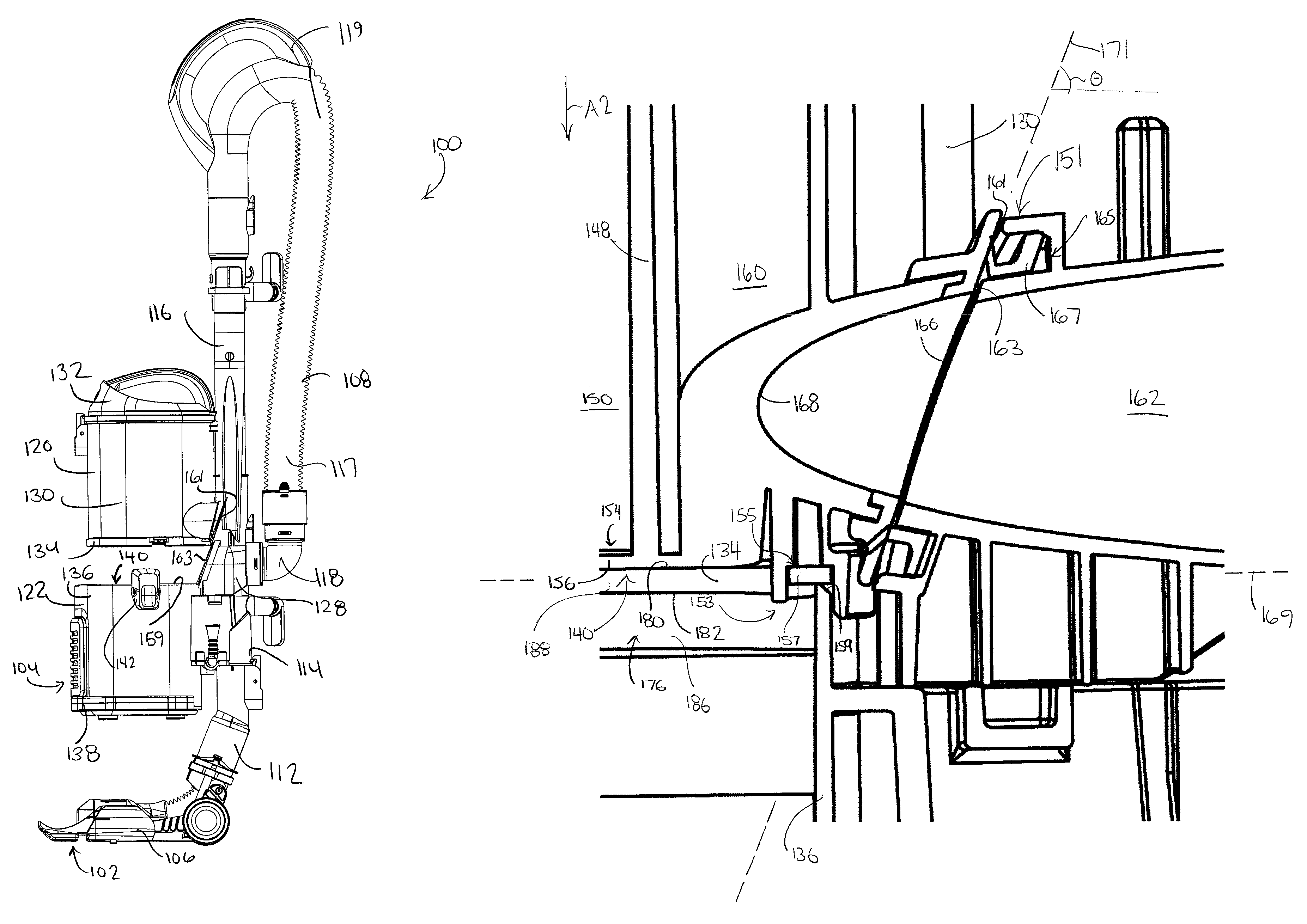 Seal construction for a surface cleaning apparatus