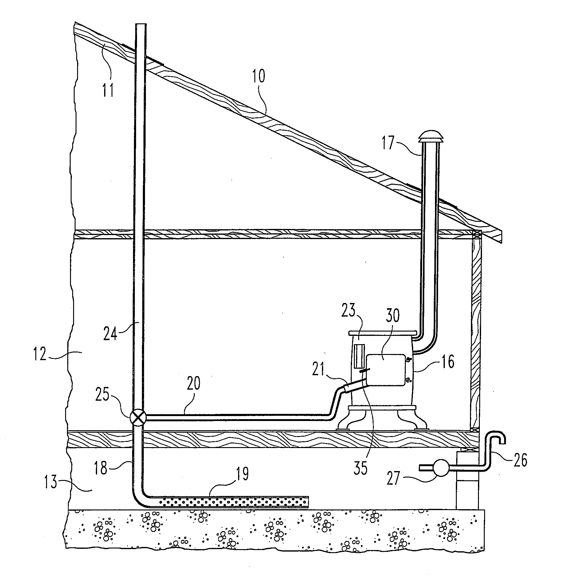 Wood stove radon reduction system