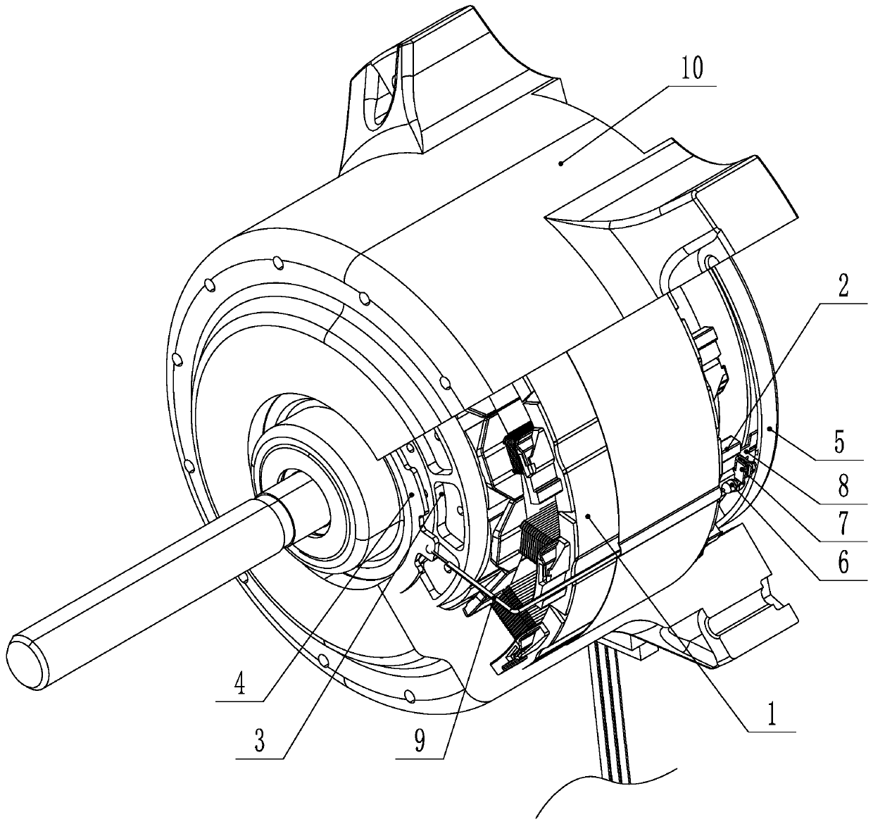 Structure for reducing shaft voltage of PWM inverter driving type plastic package motor