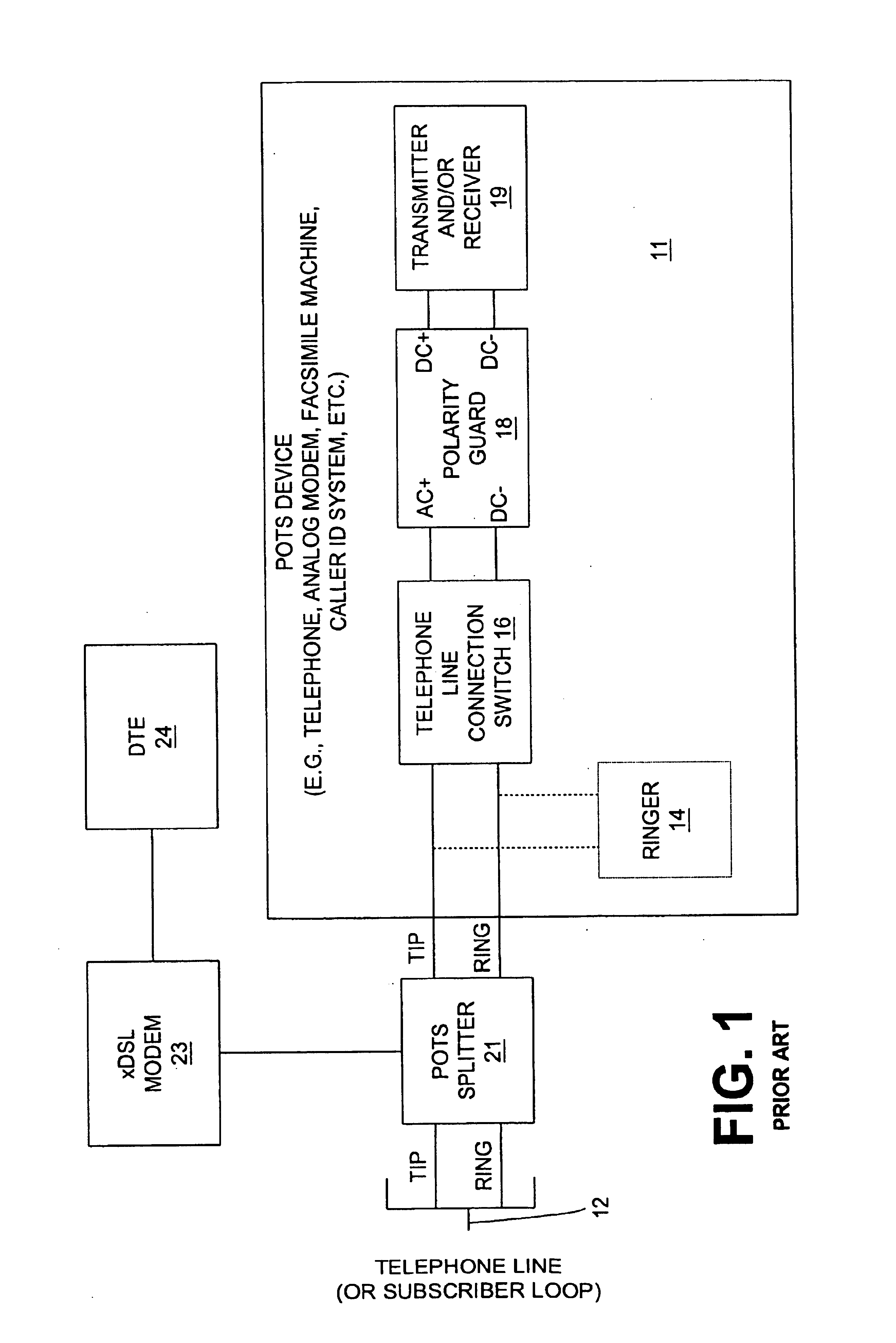 Linear polarity guard and method for DSL-ready pots devices