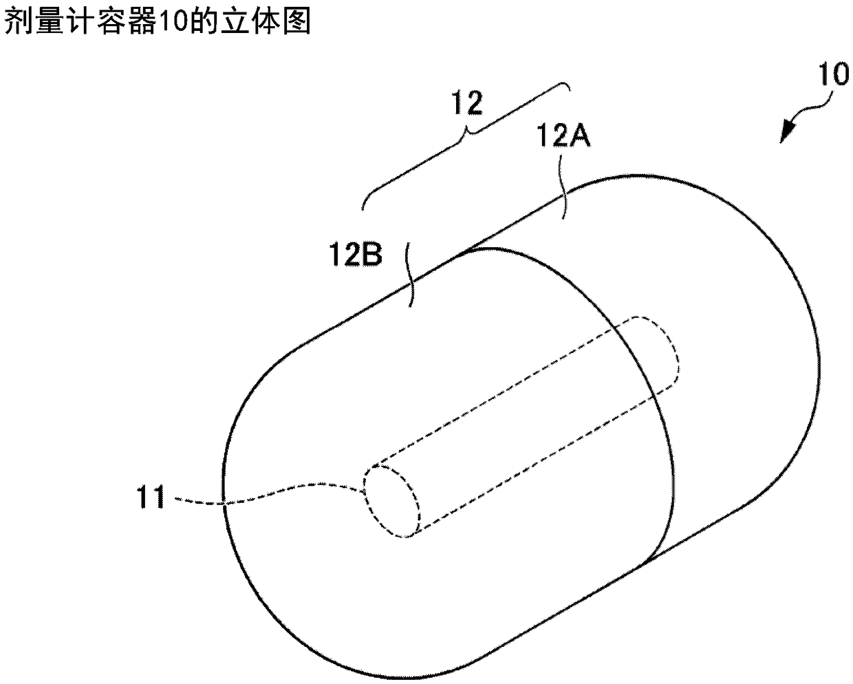 Dosimeter container and dose measuring body