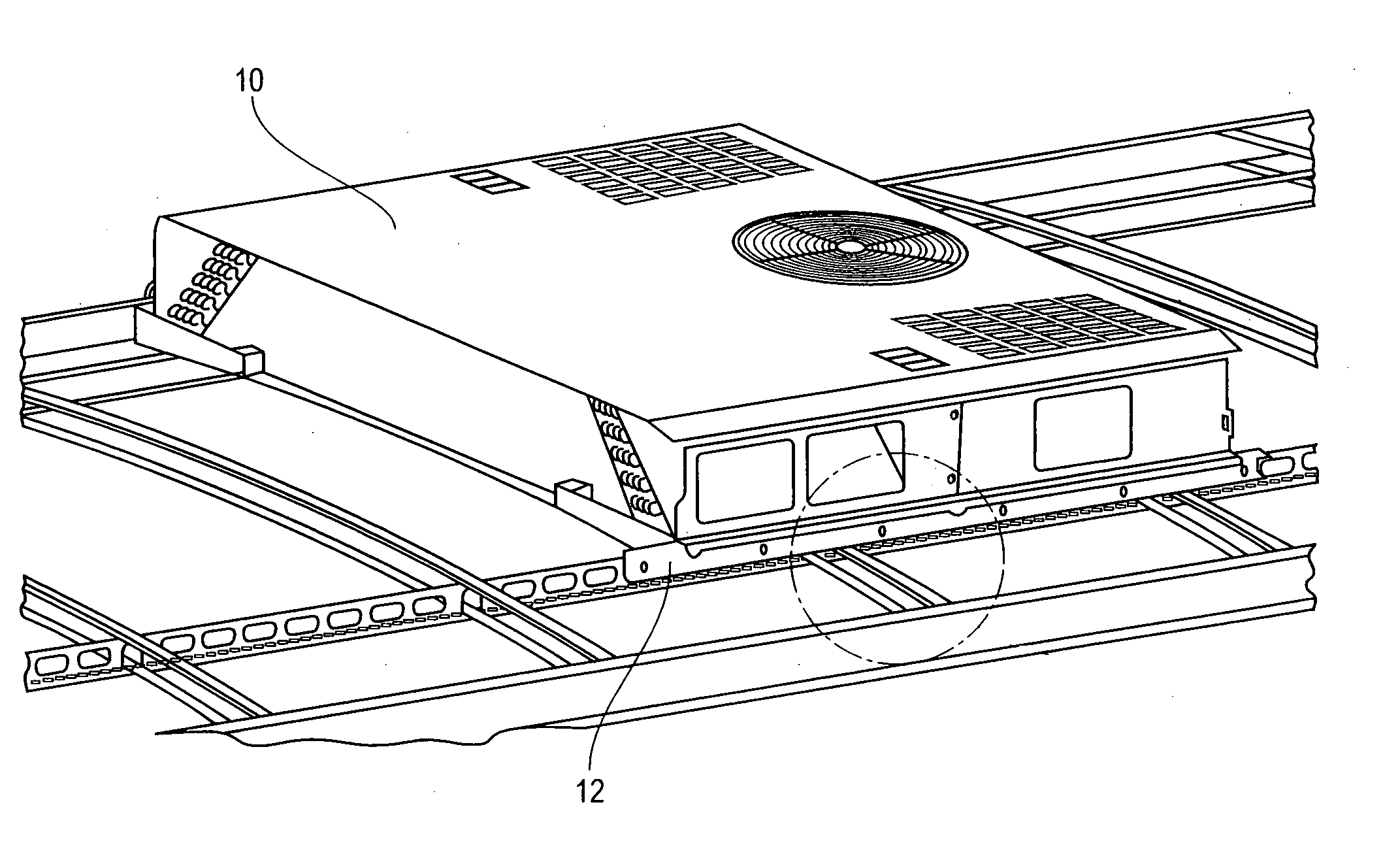 Modular rooftop air conditioning system mounting arrangement