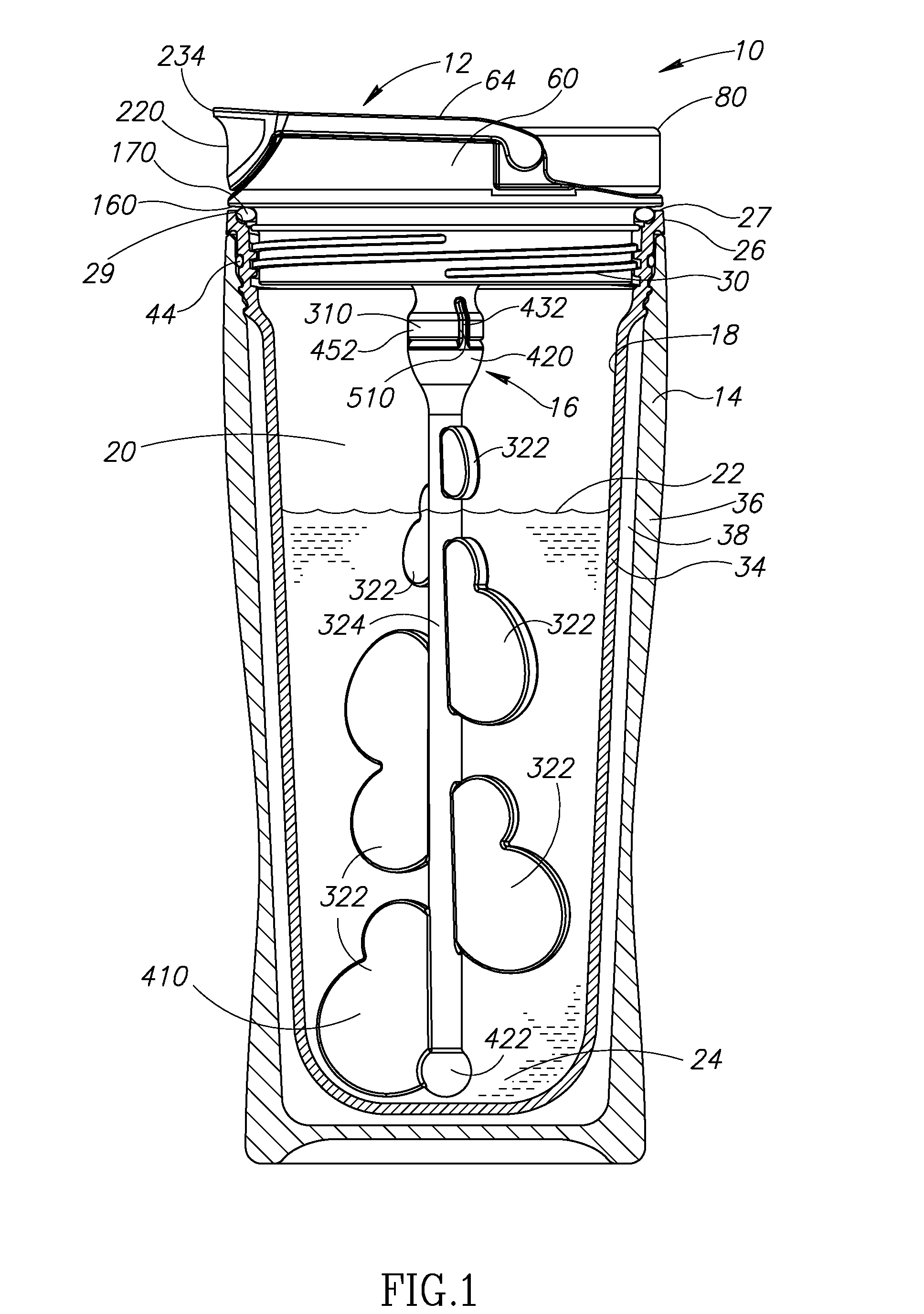 Tumbler with stirring assembly