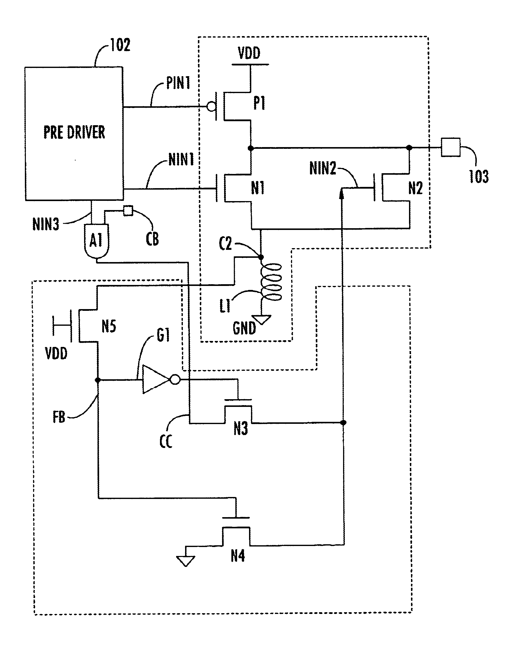 CMOS buffer with reduced ground bounce