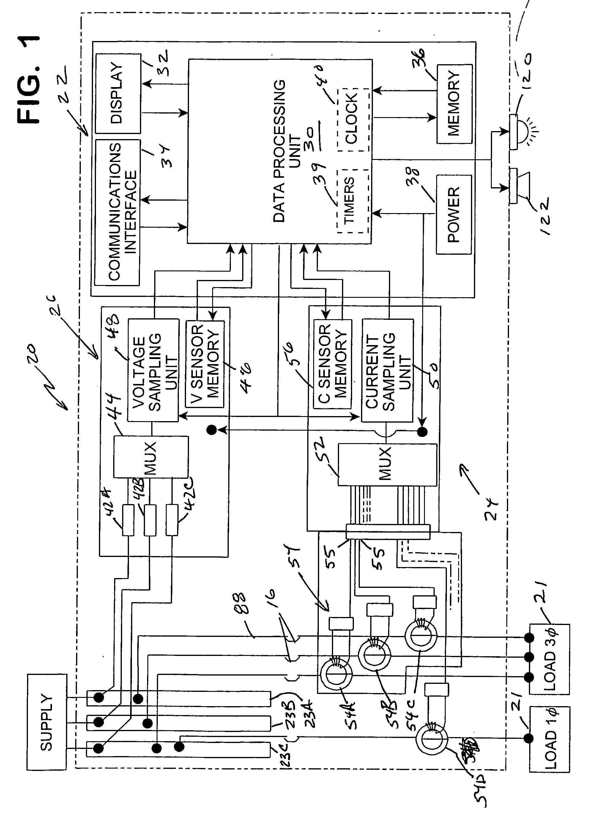 Branch current monitor with an alarm