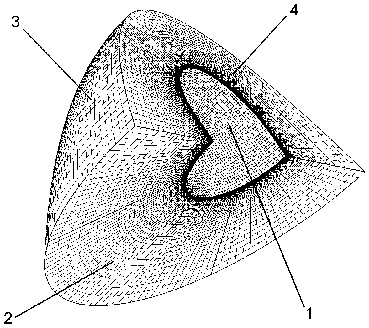 Blunt body flow field shock wave self-adaptive structure grid generation method