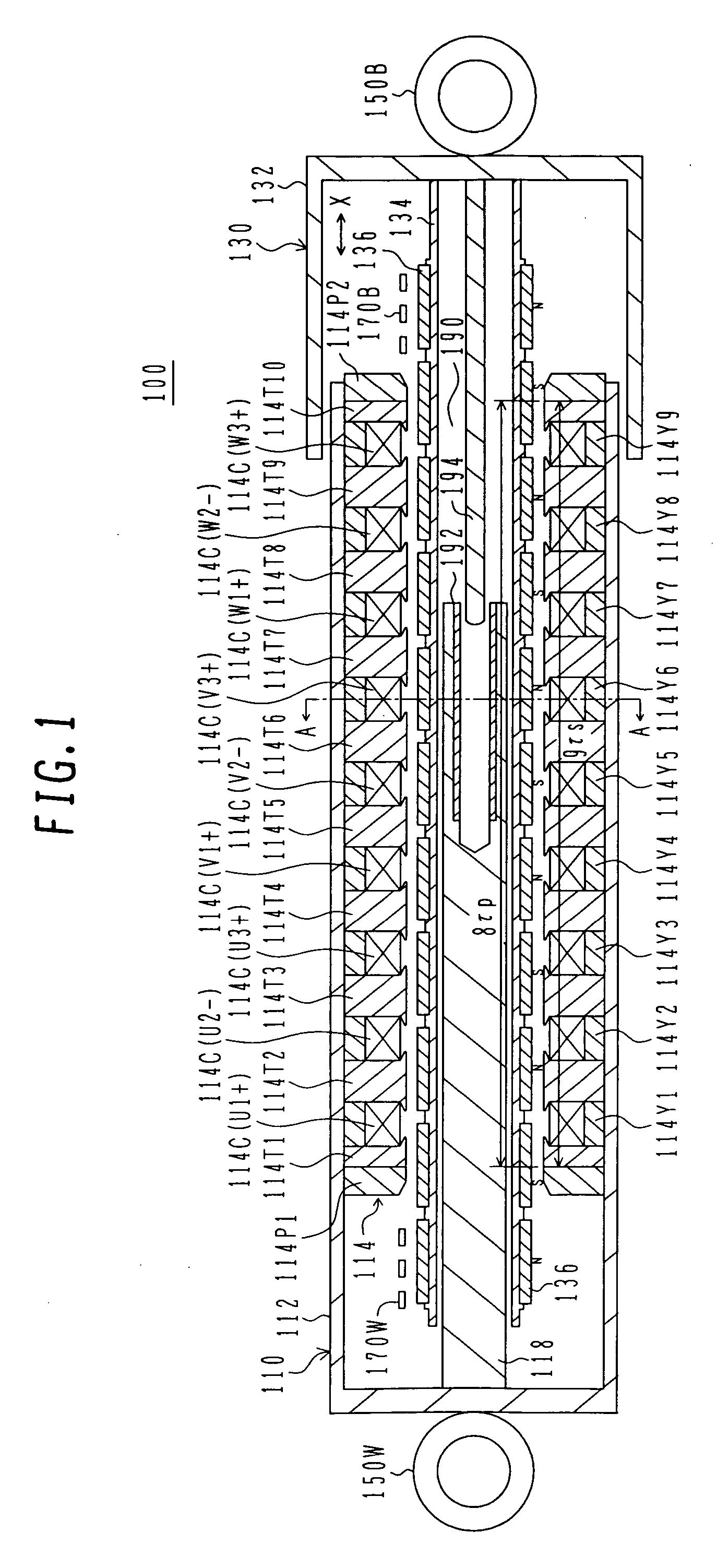 Cylindrical linear motor, electromagnetic suspension, and vehicle using the same