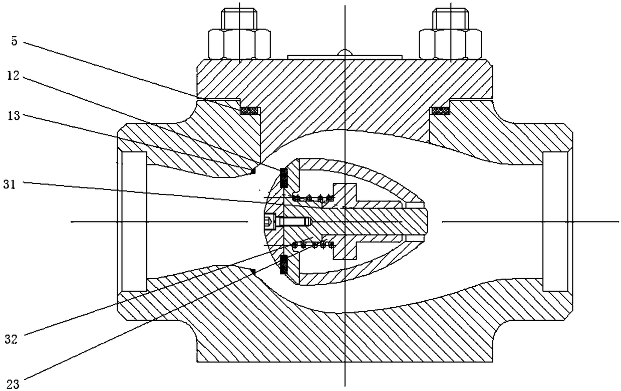 An Axial Flow Check Valve with Internal Parts Replaceable Online