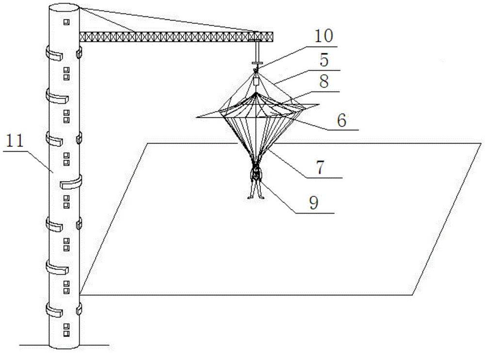 Parachute with pretensioning device