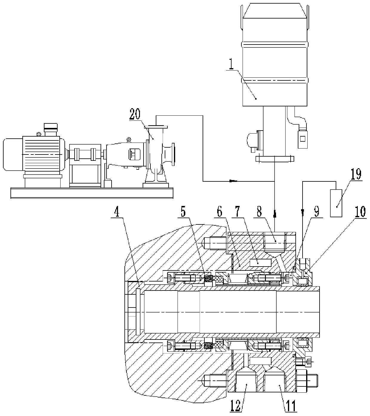 Self-priming pump mechanical sealing part under positive and negative pressure working condition