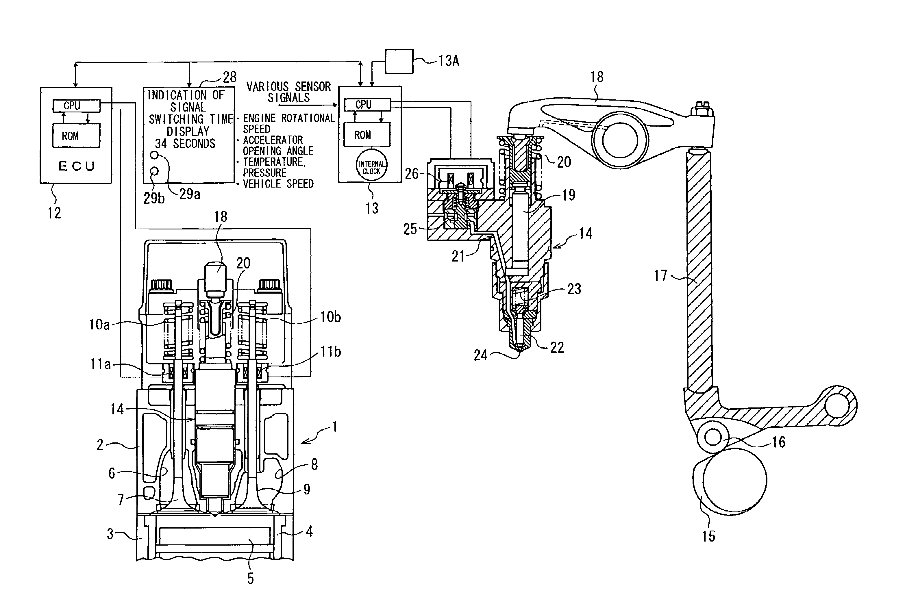 Control device for multi-cylinder internal combustion engine and signaling device capable of providing same with information