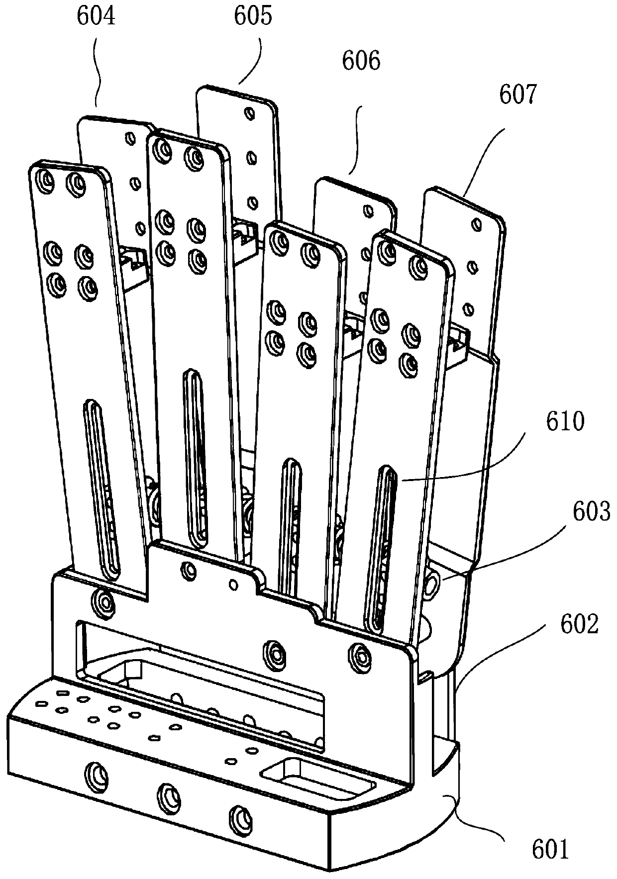 Under-actuated dexterous hand with bifurcated palm and coaxial rotating wrist