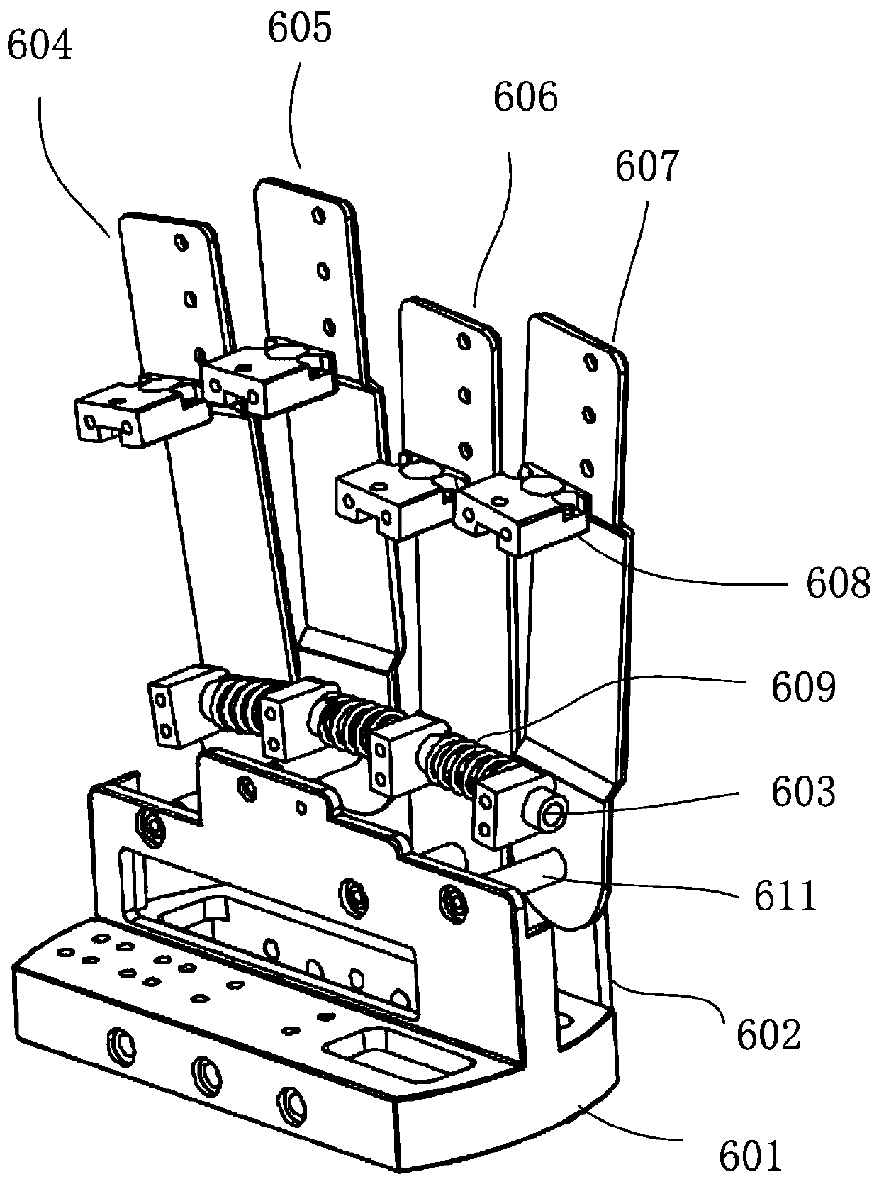 Under-actuated dexterous hand with bifurcated palm and coaxial rotating wrist