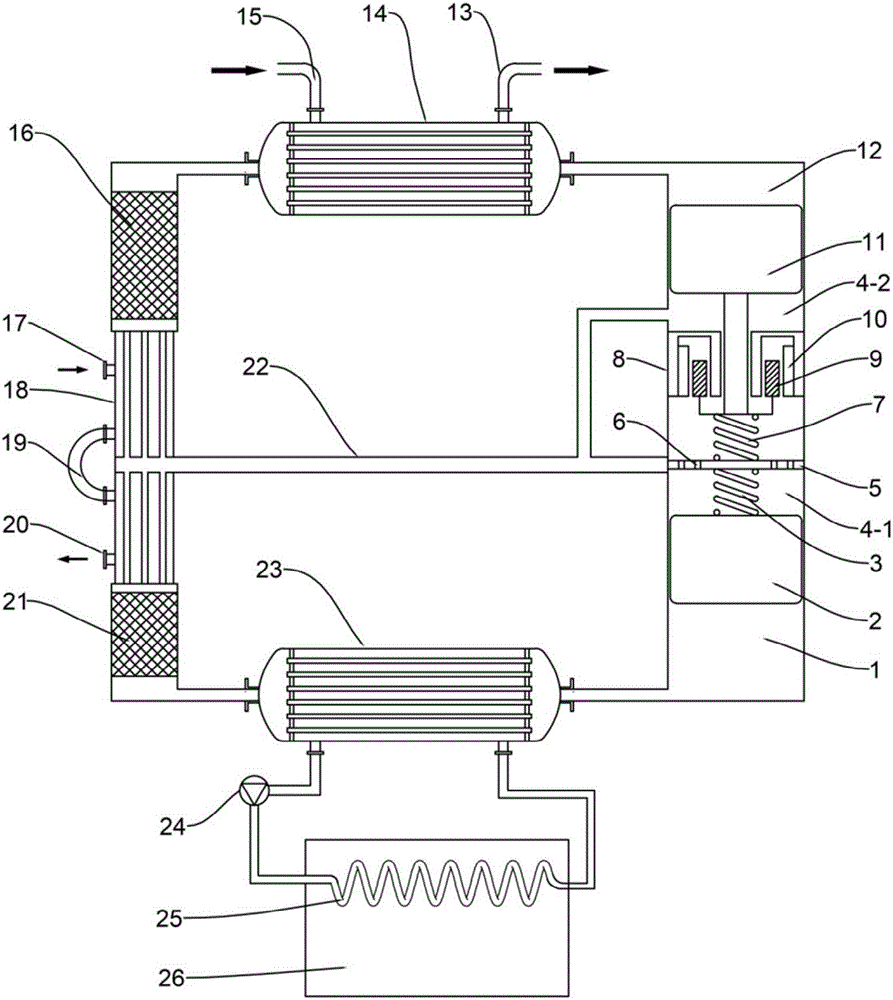 Vuilleumier refrigeration device driven by using fishing boat engine tail gas afterheat