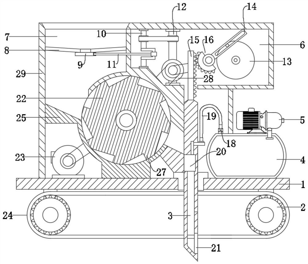 Seeding device for planting of green manure in orchard