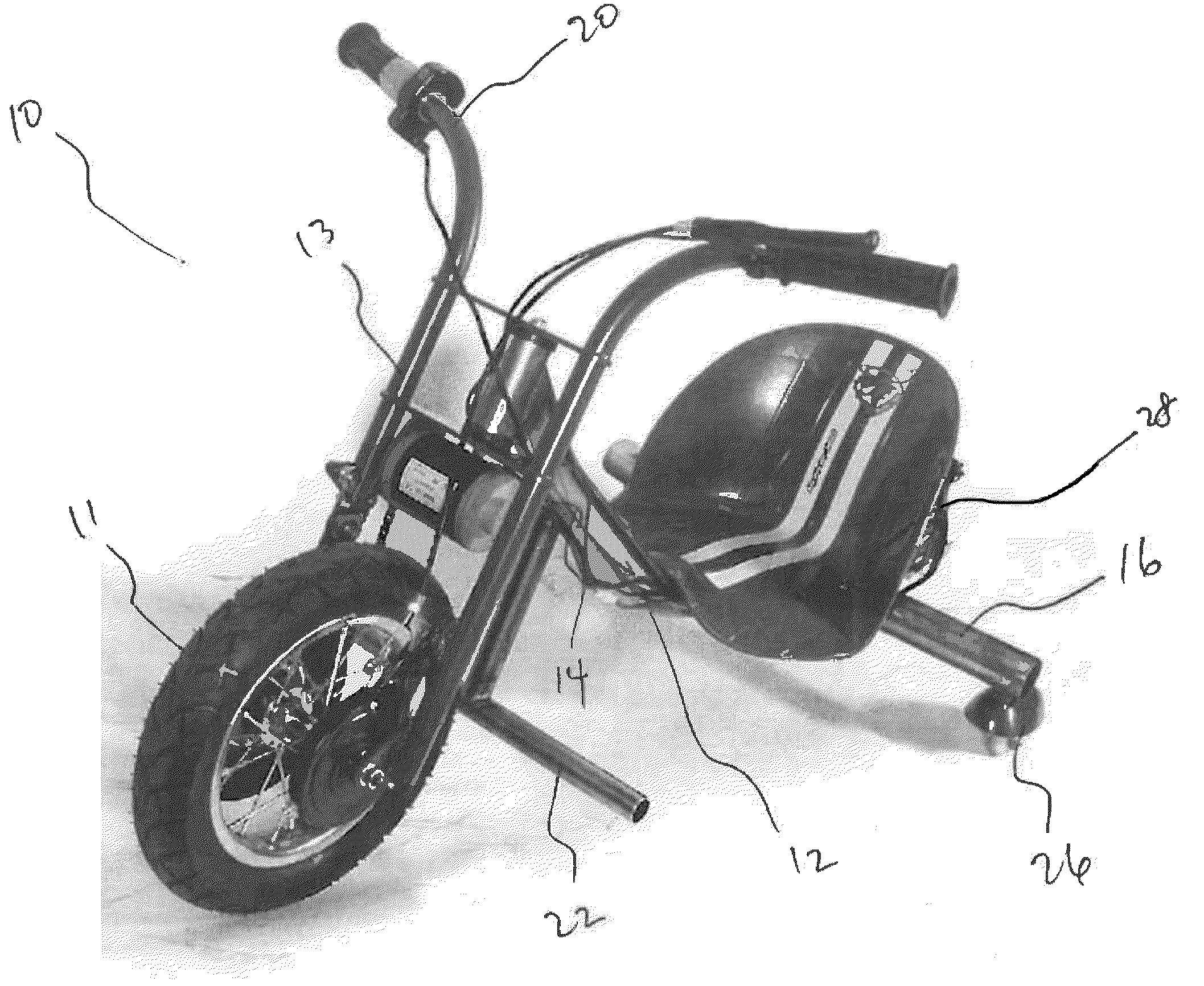 Powered personal mobility vehicle with rotating wheels