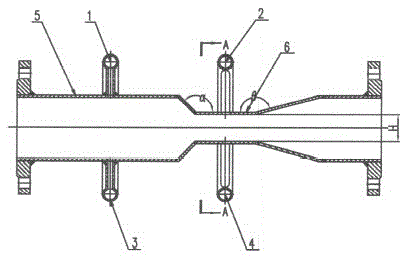 High-online diffusing pipe double rectangular flowmeter