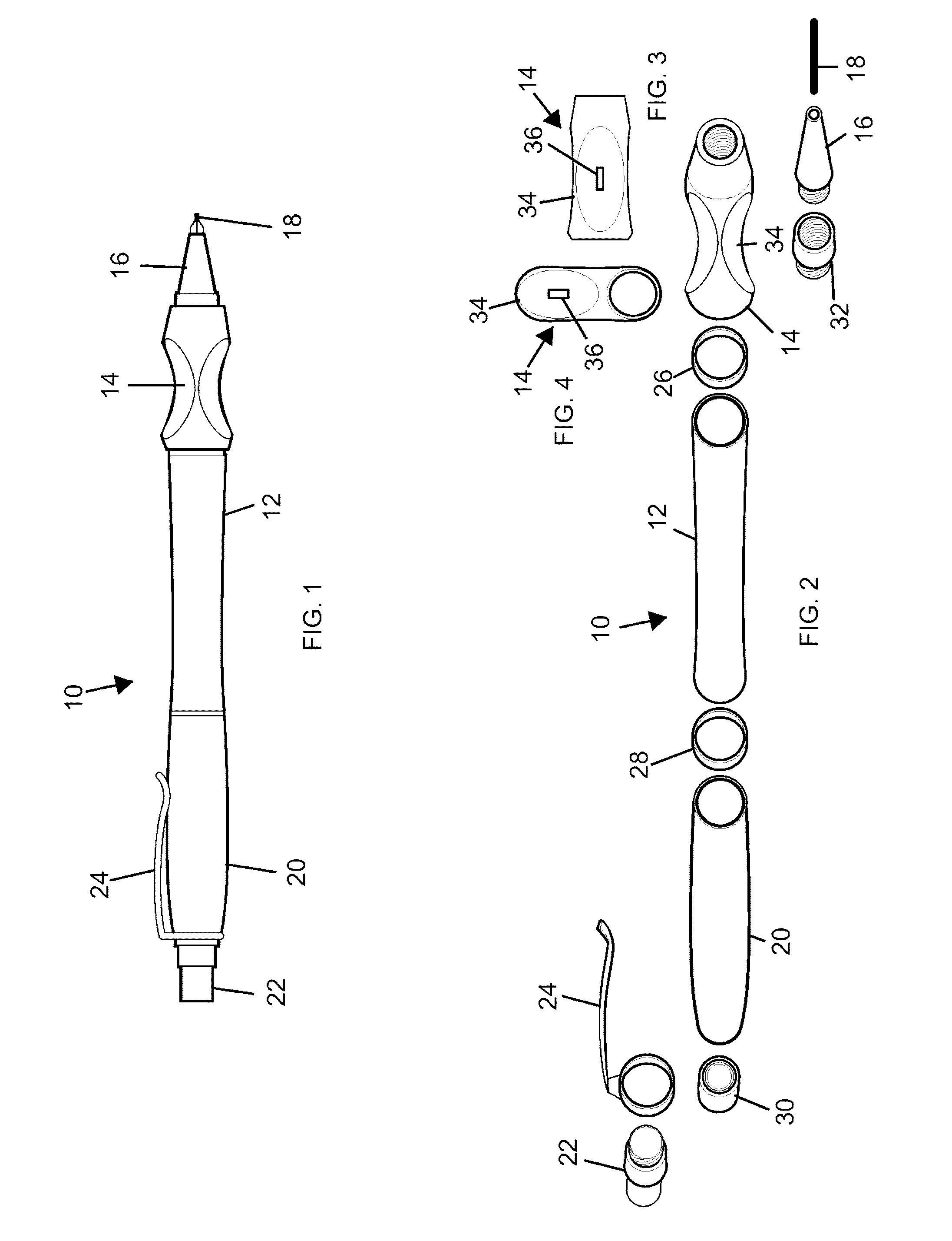 Writing utensil with active nerve stimulation