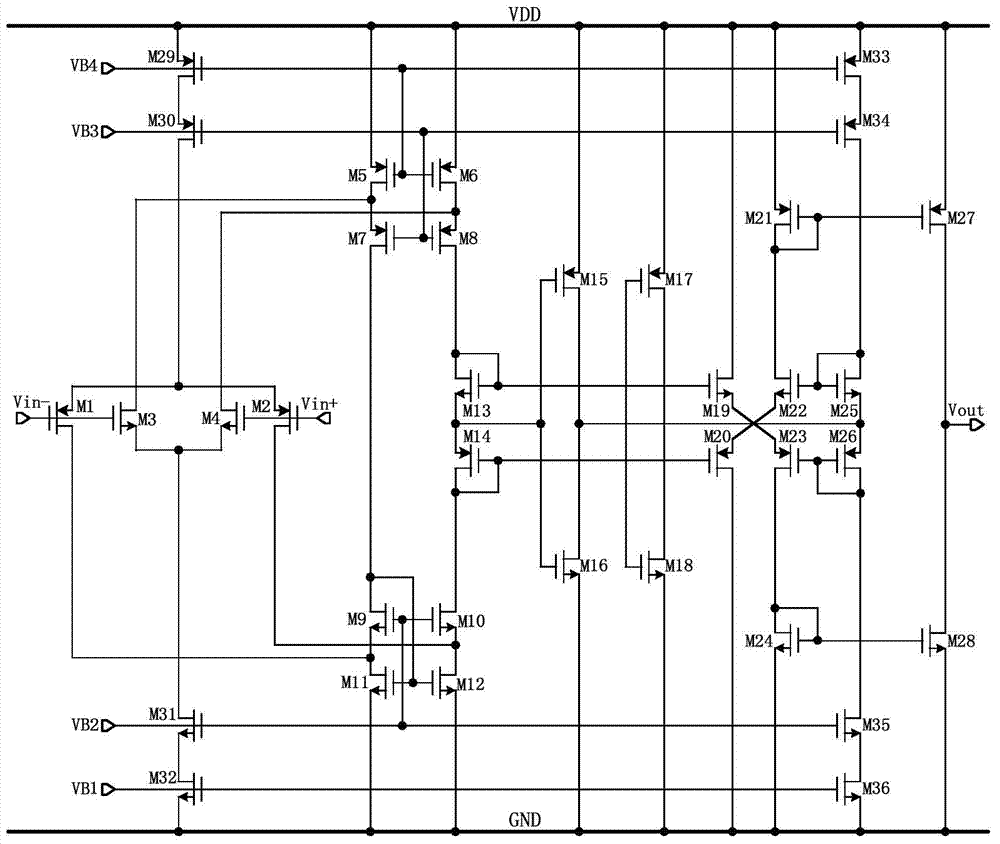 Rail-to-rail operational amplifier based on internal current inversion