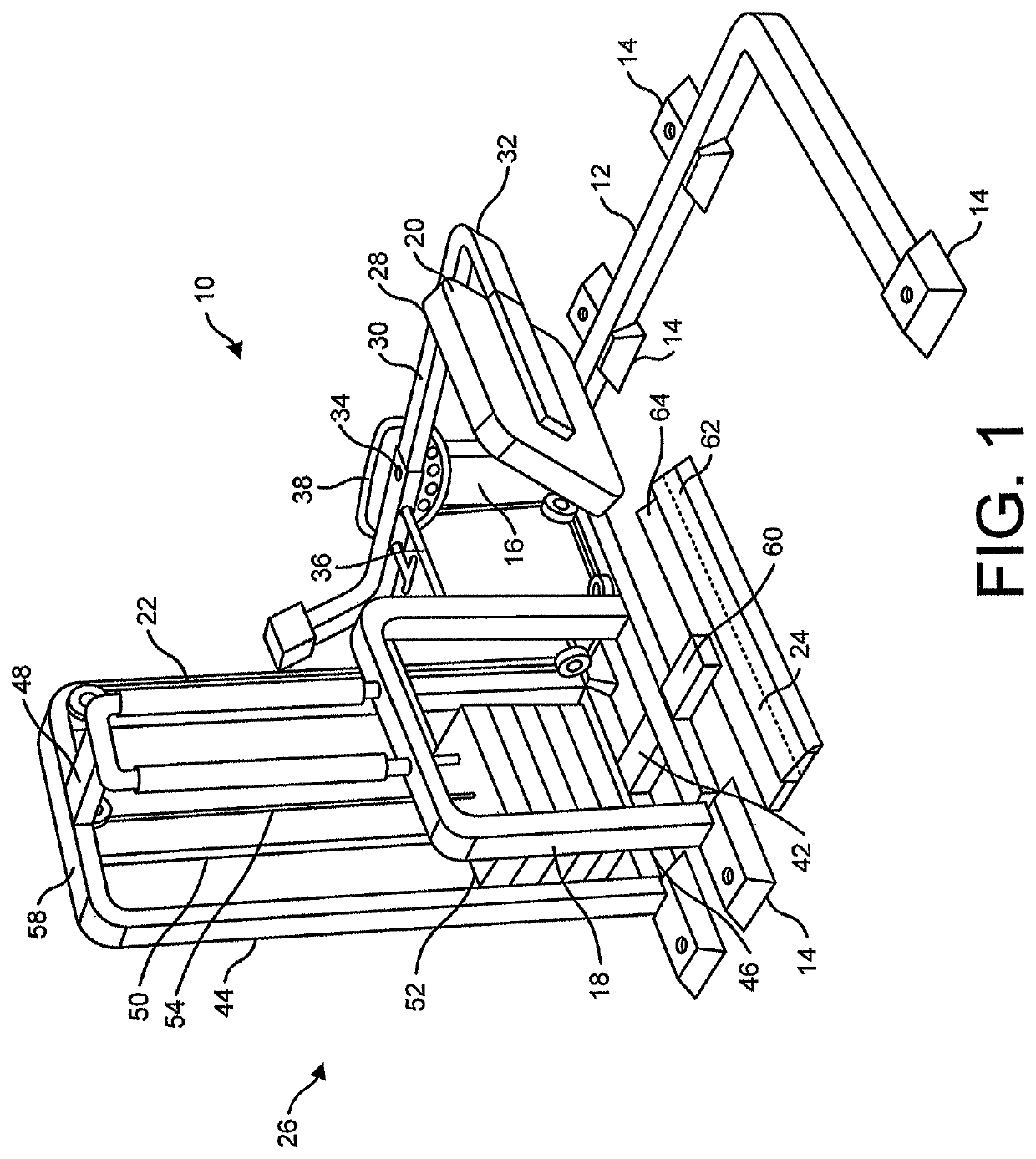 Exercise apparatus for an assisted squat exercise