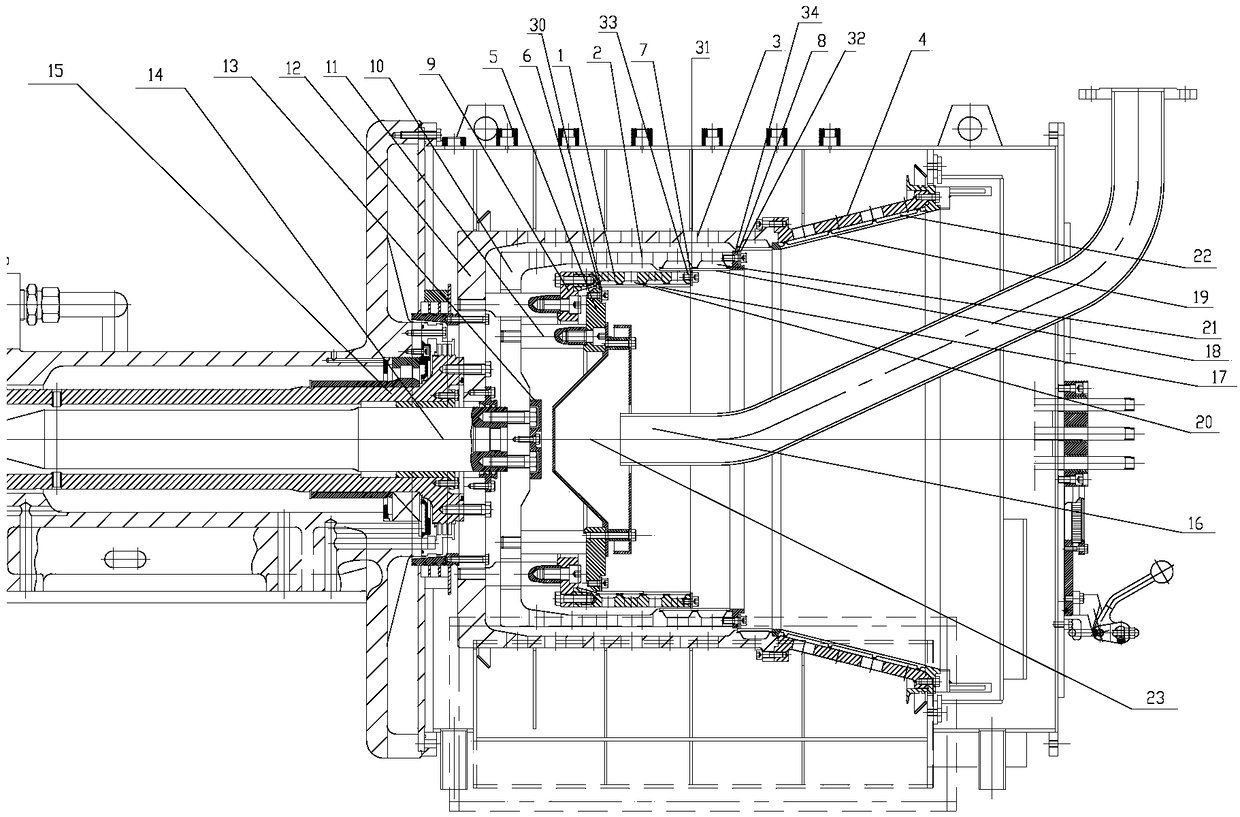 Three-stage piston pushing centrifuge drum device