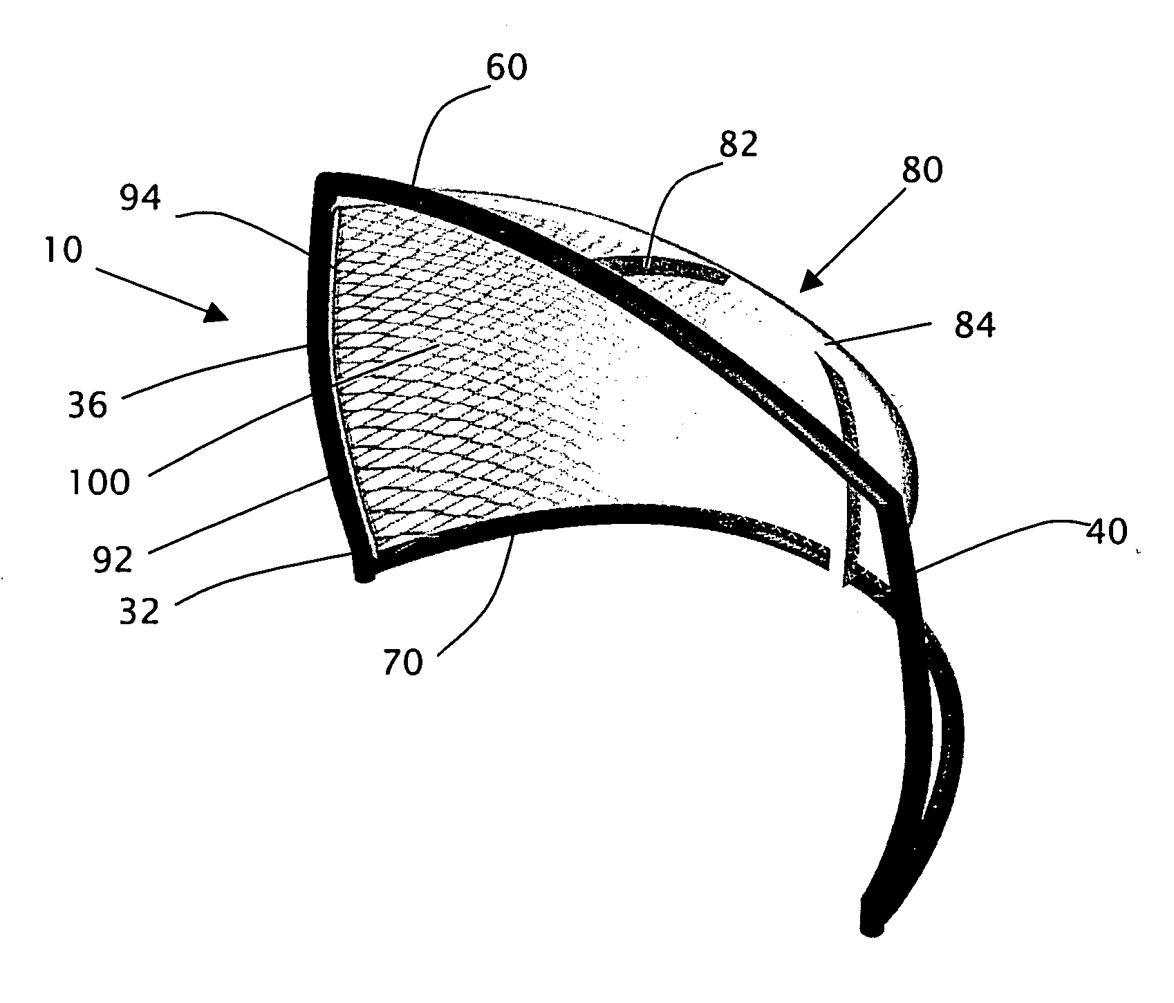 Sports goal having curvilinear frame section