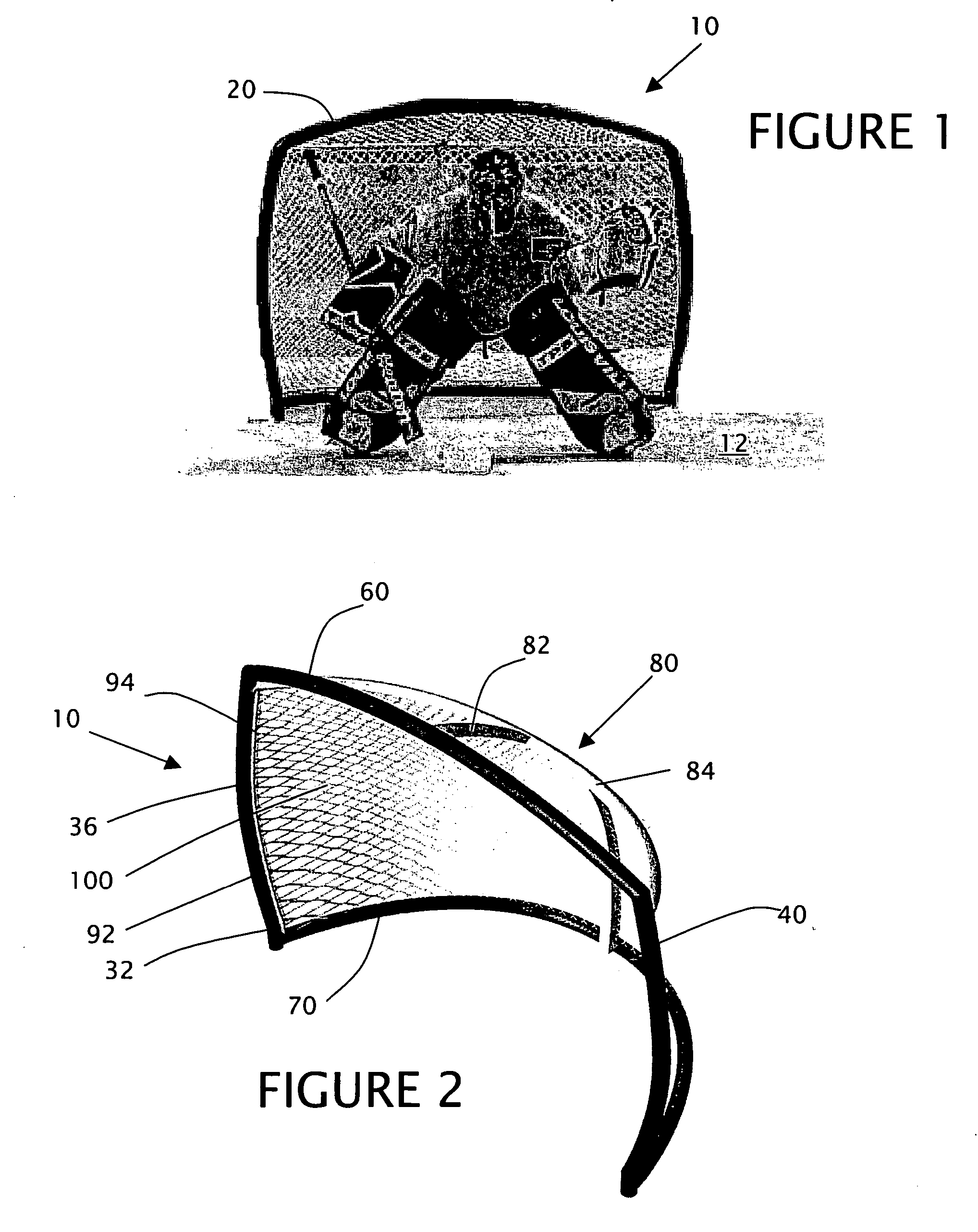 Sports goal having curvilinear frame section