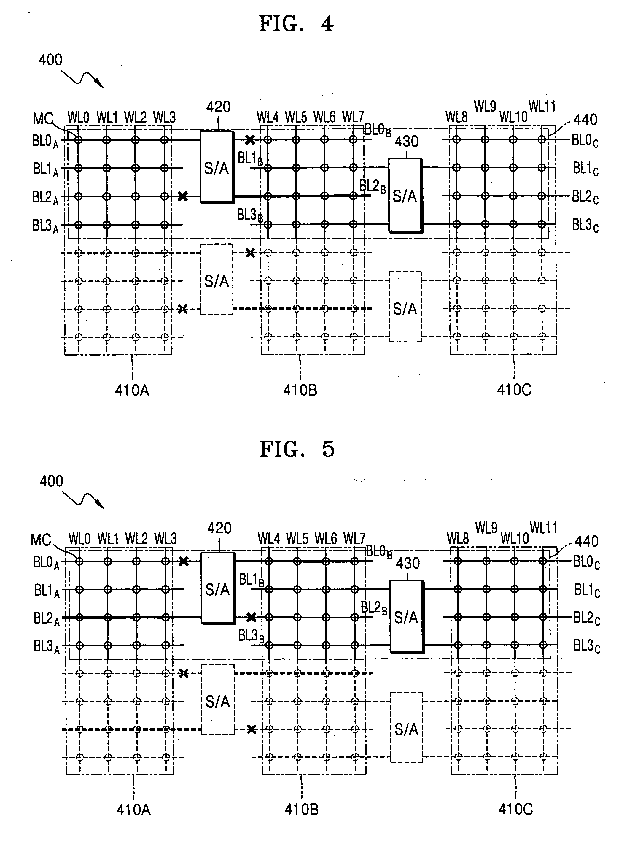 Memory device having shared open bit line sense amplifier architecture