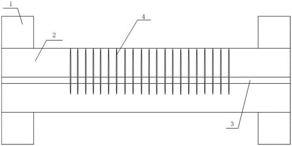 Linear-groove type optical fiber cladding surface Bragg grating