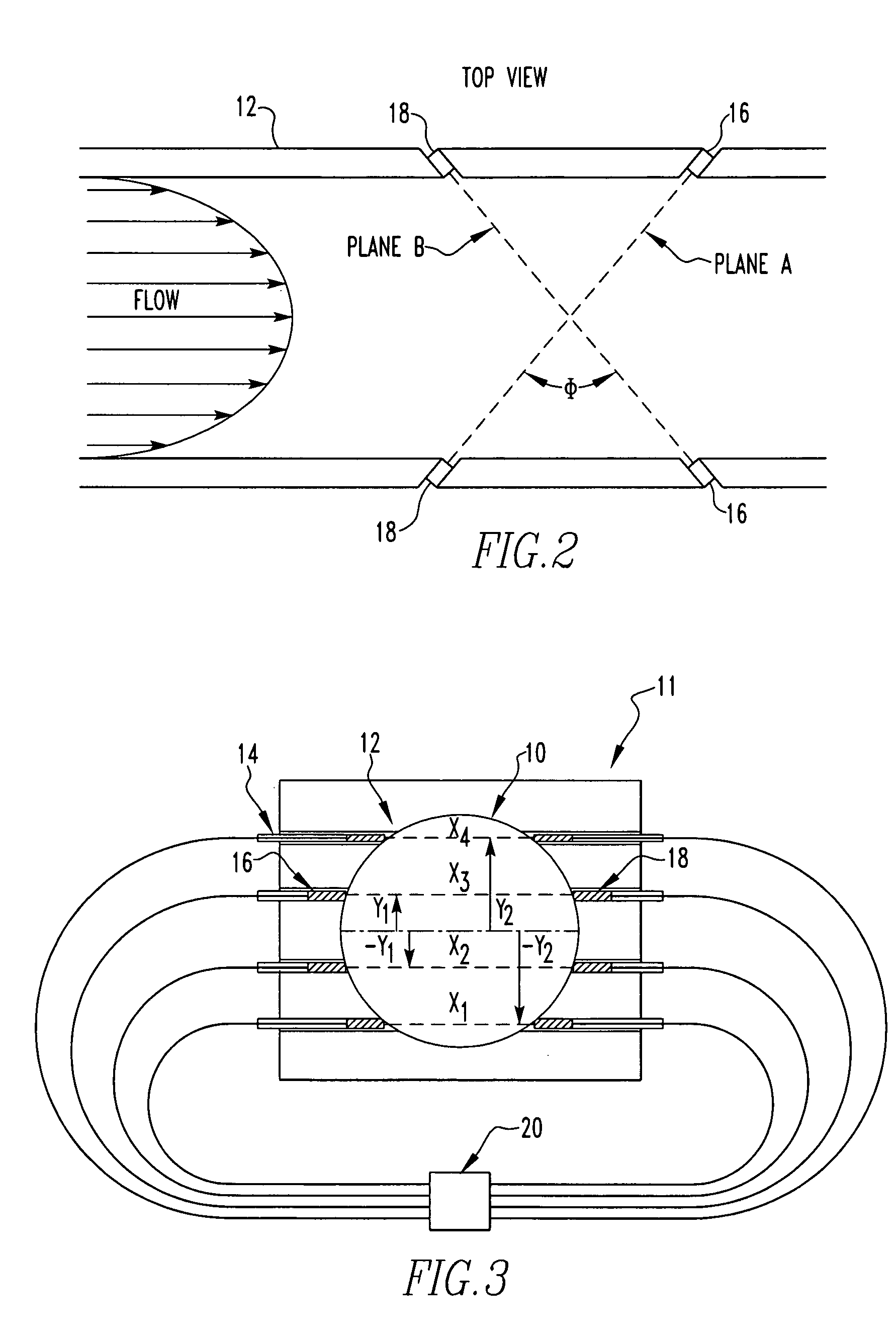 Chordal gas flowmeter with transducers installed outside the pressure boundary