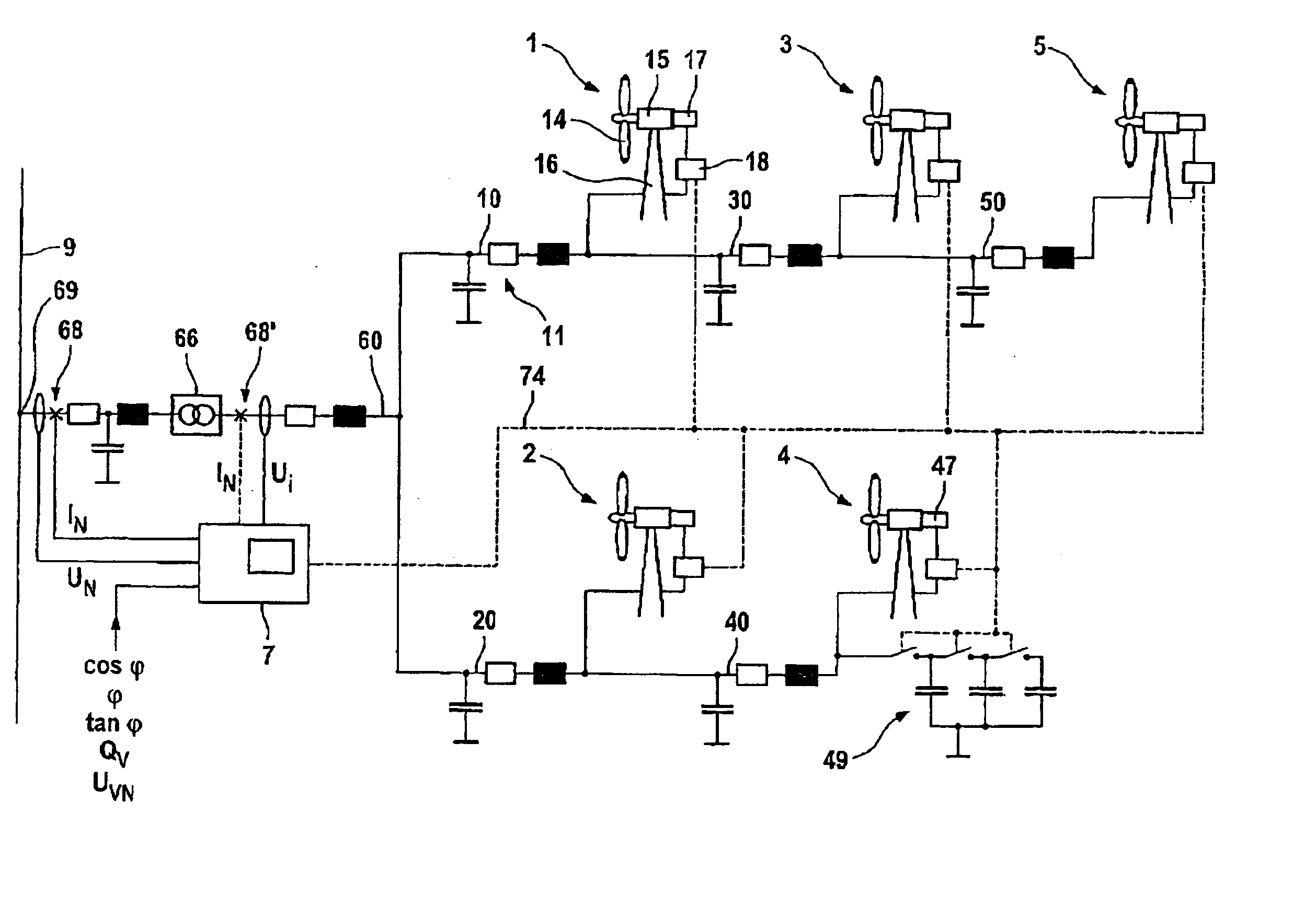 Wind Park with Robust Reactive Power Adjustment System and Method for the Operation Thereof