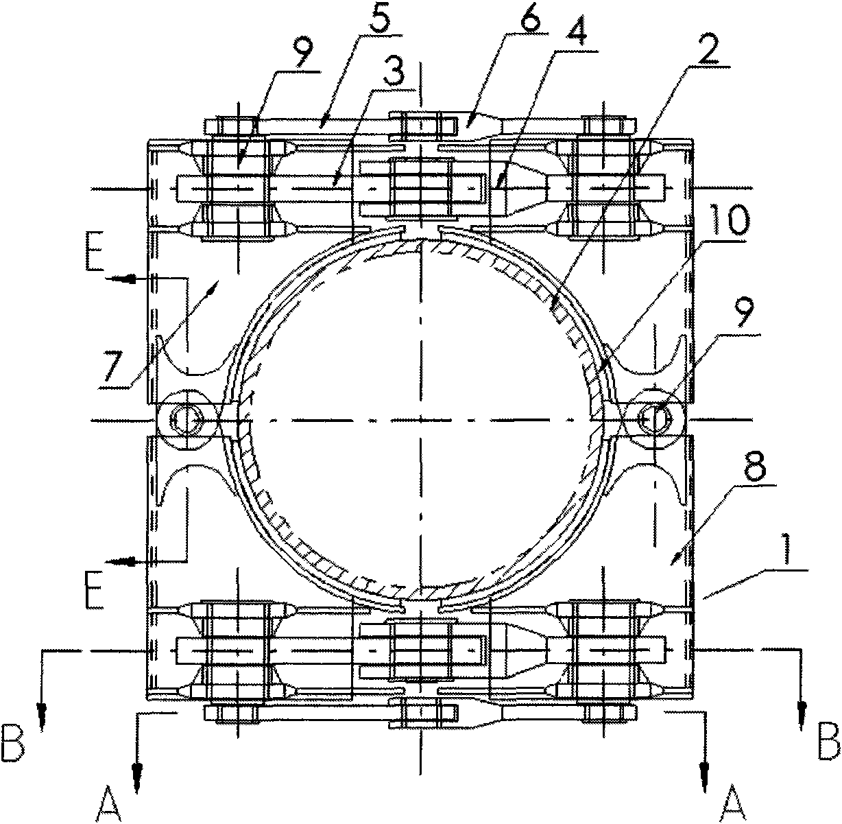 Heavy-duty steel pile lifting clamp of cutter-suction dredge