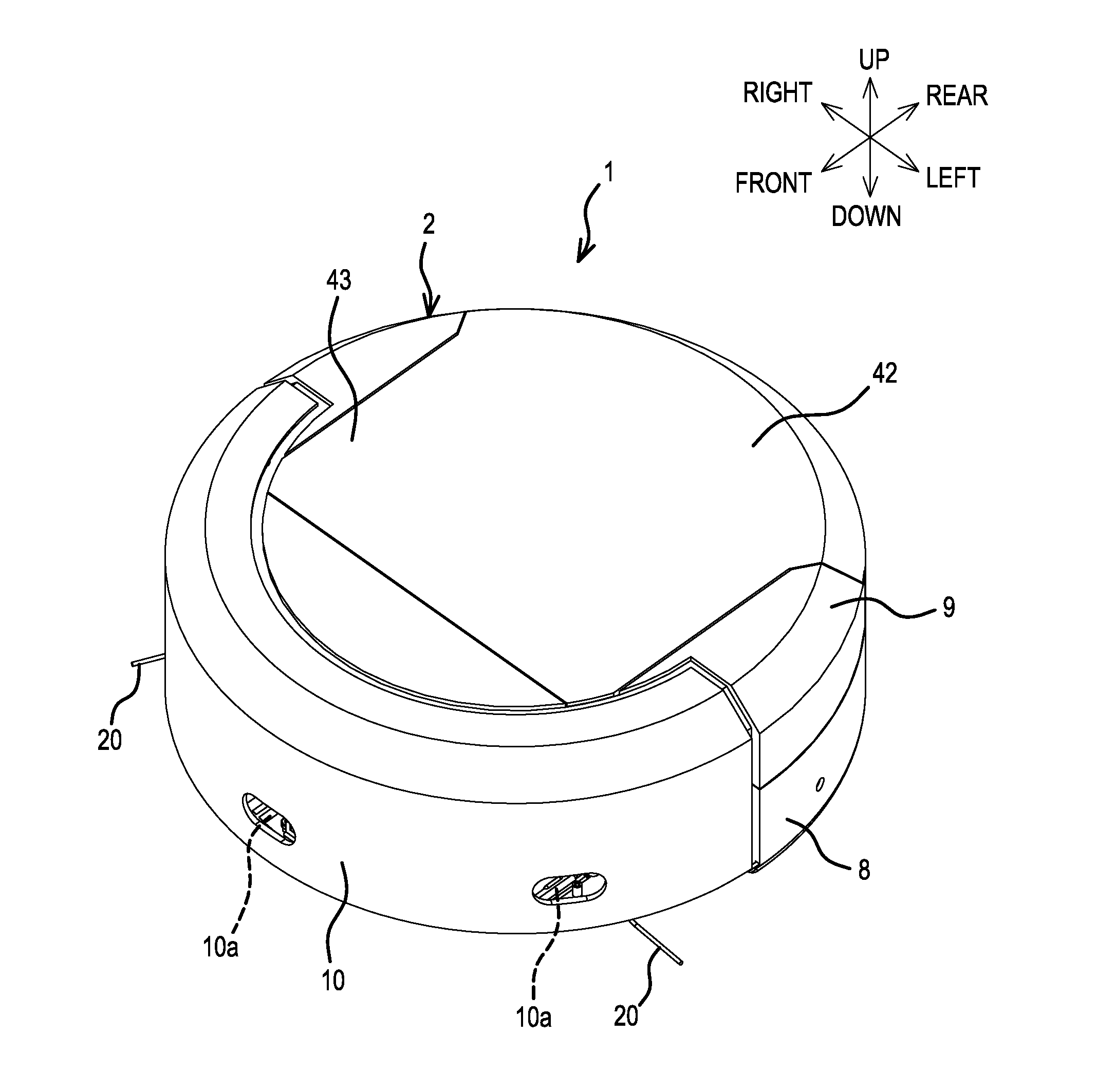 Self-propelled, dust-collecting robot