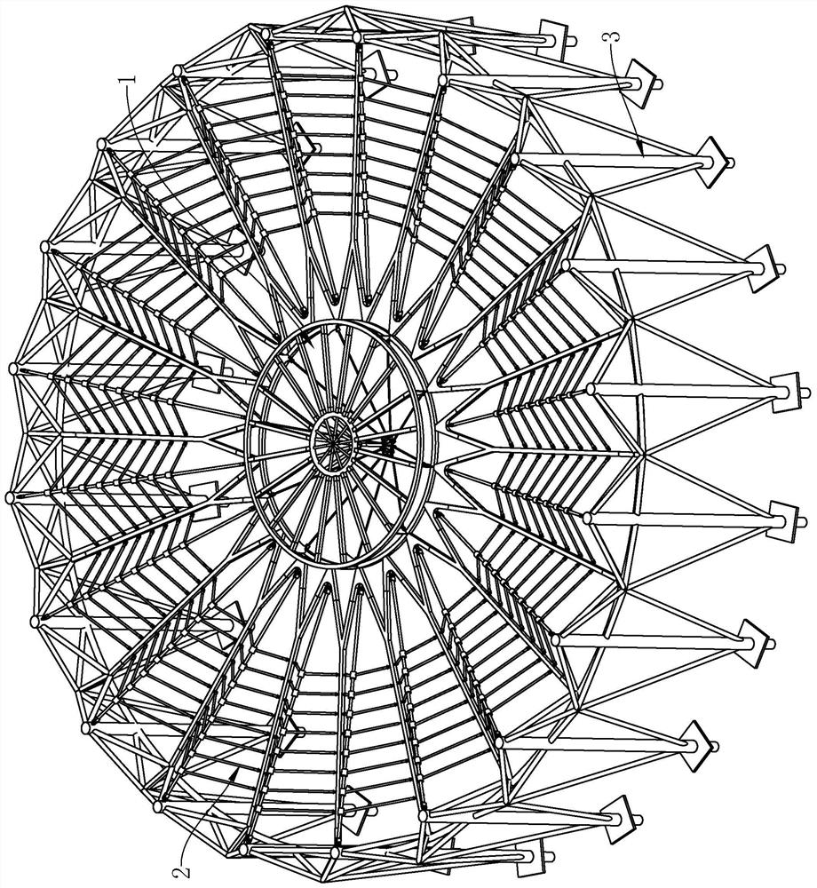 Double-ring inhaul cable large-span steel structure