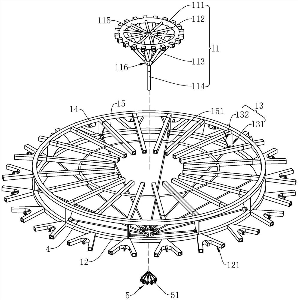 Double-ring inhaul cable large-span steel structure