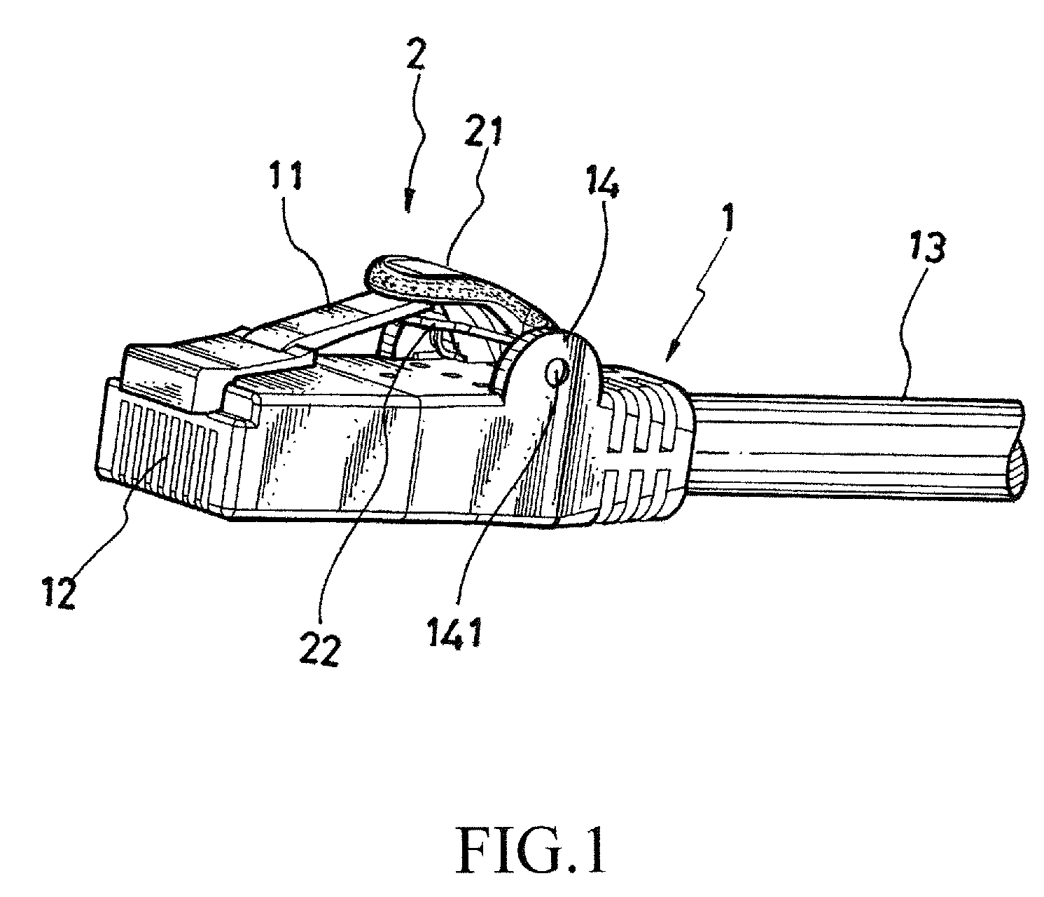 Communication connector with tab operating mechanism