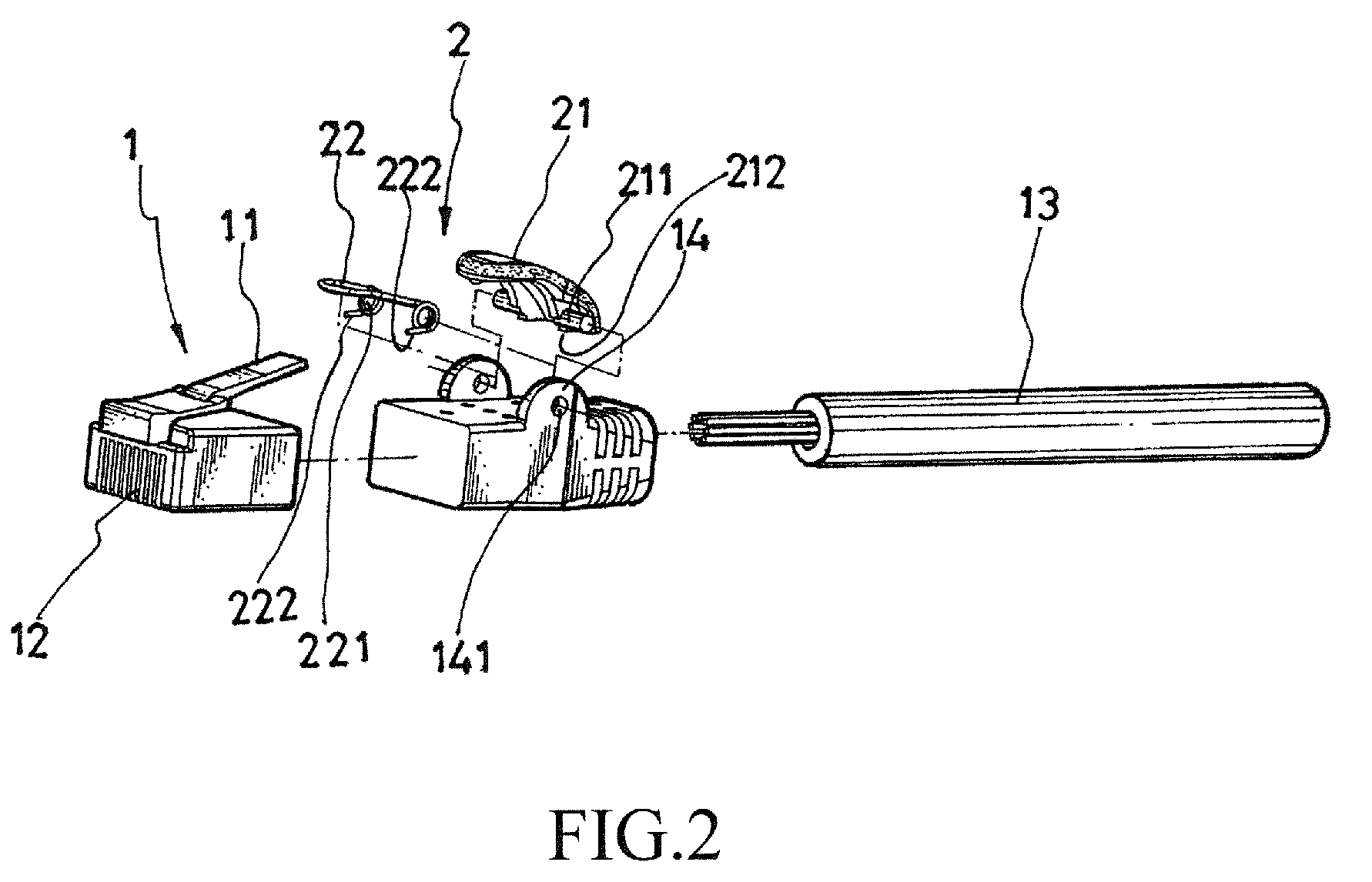 Communication connector with tab operating mechanism