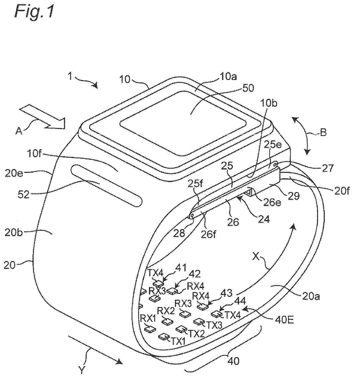 Antenna device for biological measurement, pulse wave measuring device, blood pressure measuring device, apparatus, biological information measuring method, pulse wave measuring method, and blood pressure measuring method