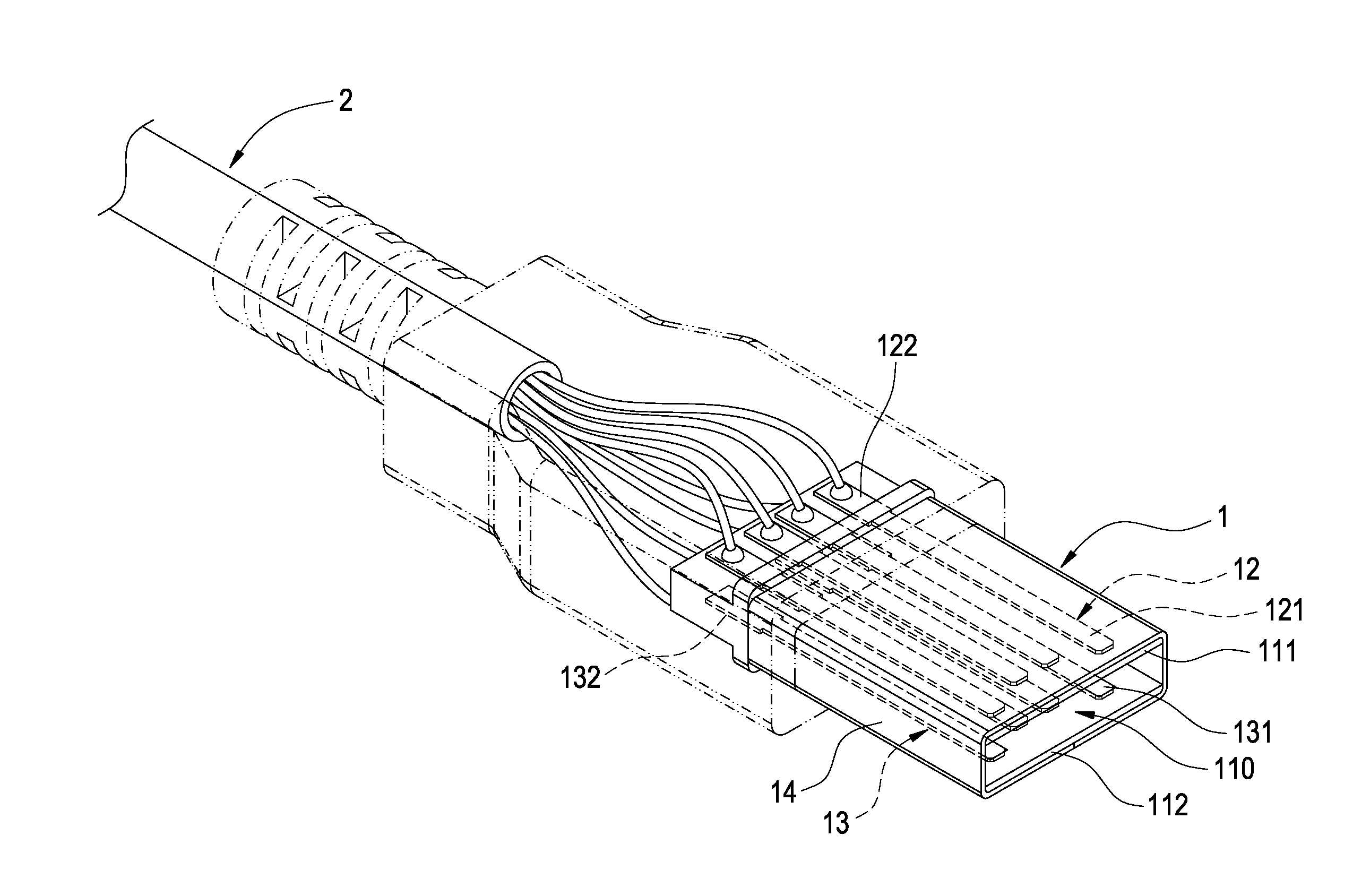 Transmission line with double-contact connectors