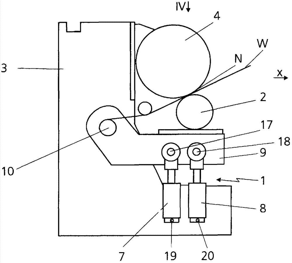 Apparatus for applying force to component of fibrous web processing machine