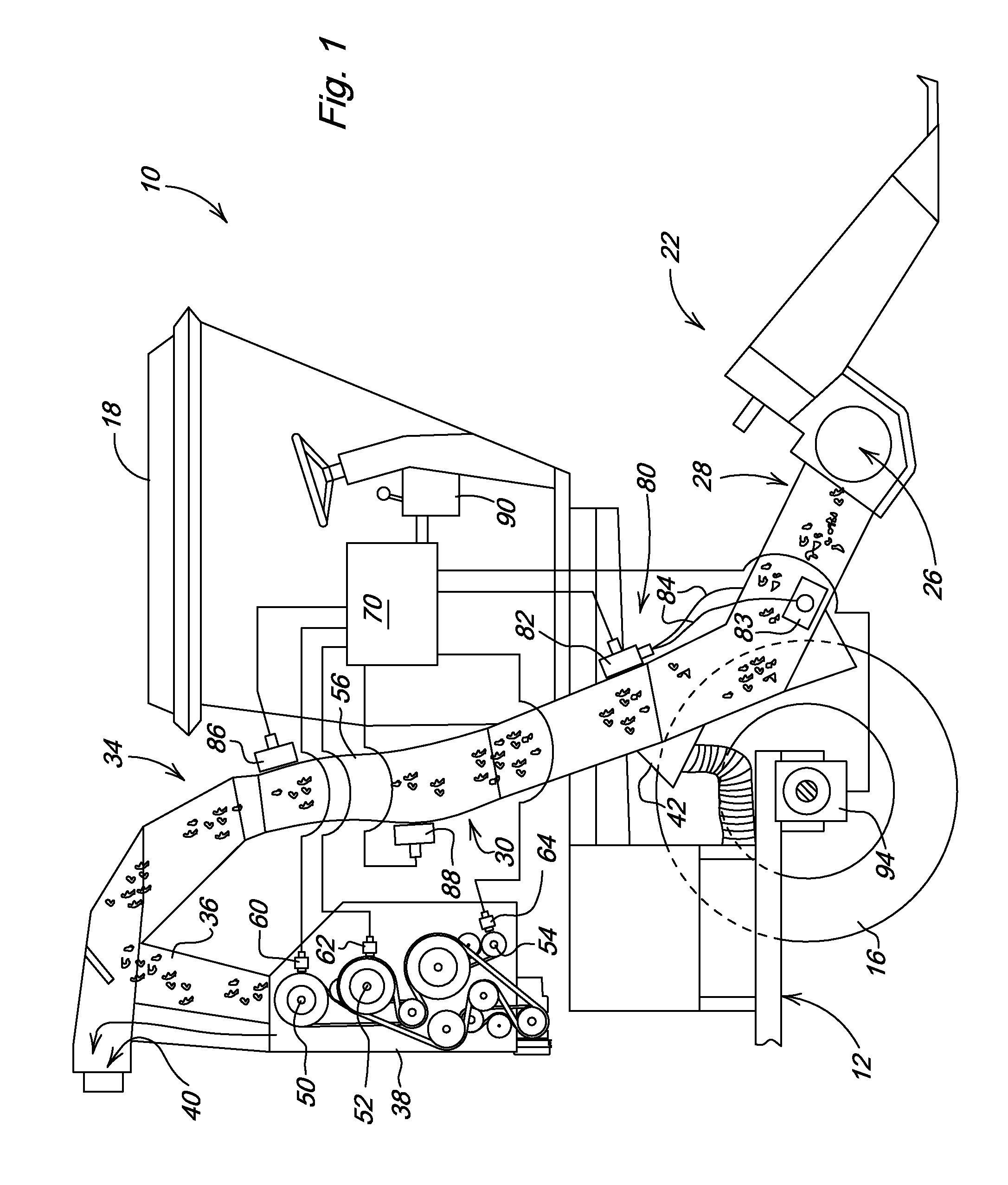 Conveying duct monitor system for controlling harvester speed