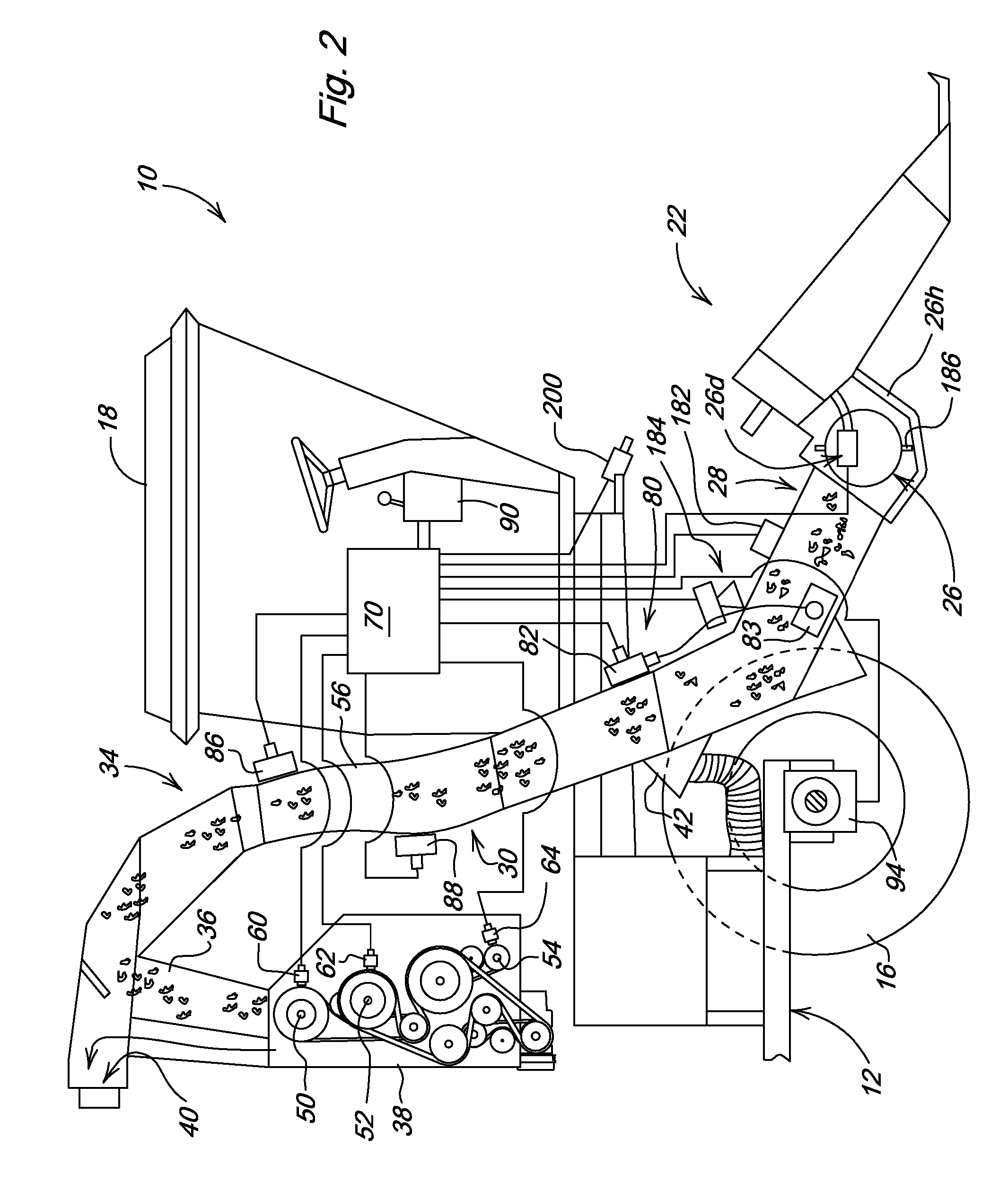 Conveying duct monitor system for controlling harvester speed