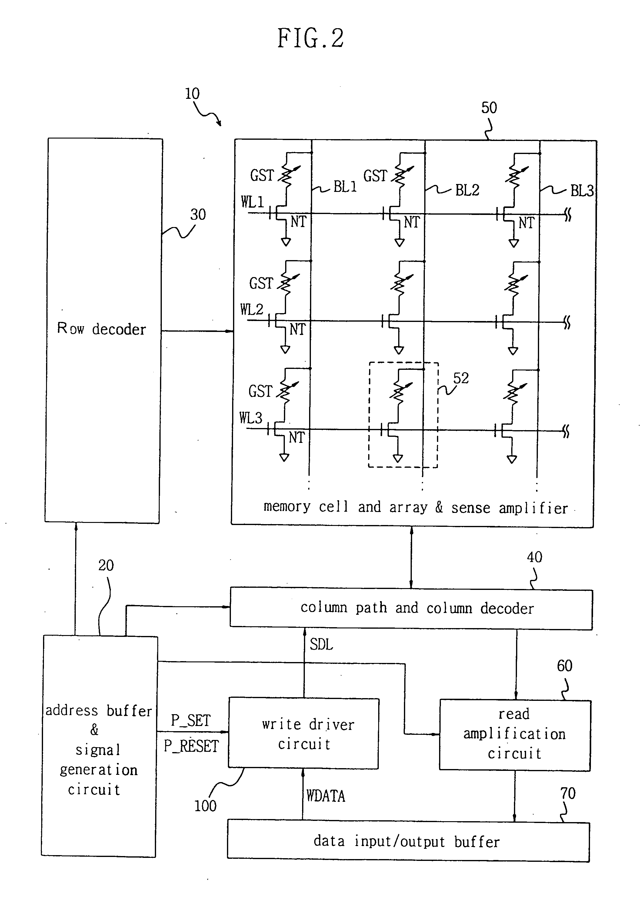 Write driver circuit in phase change memory device and method for applying write current