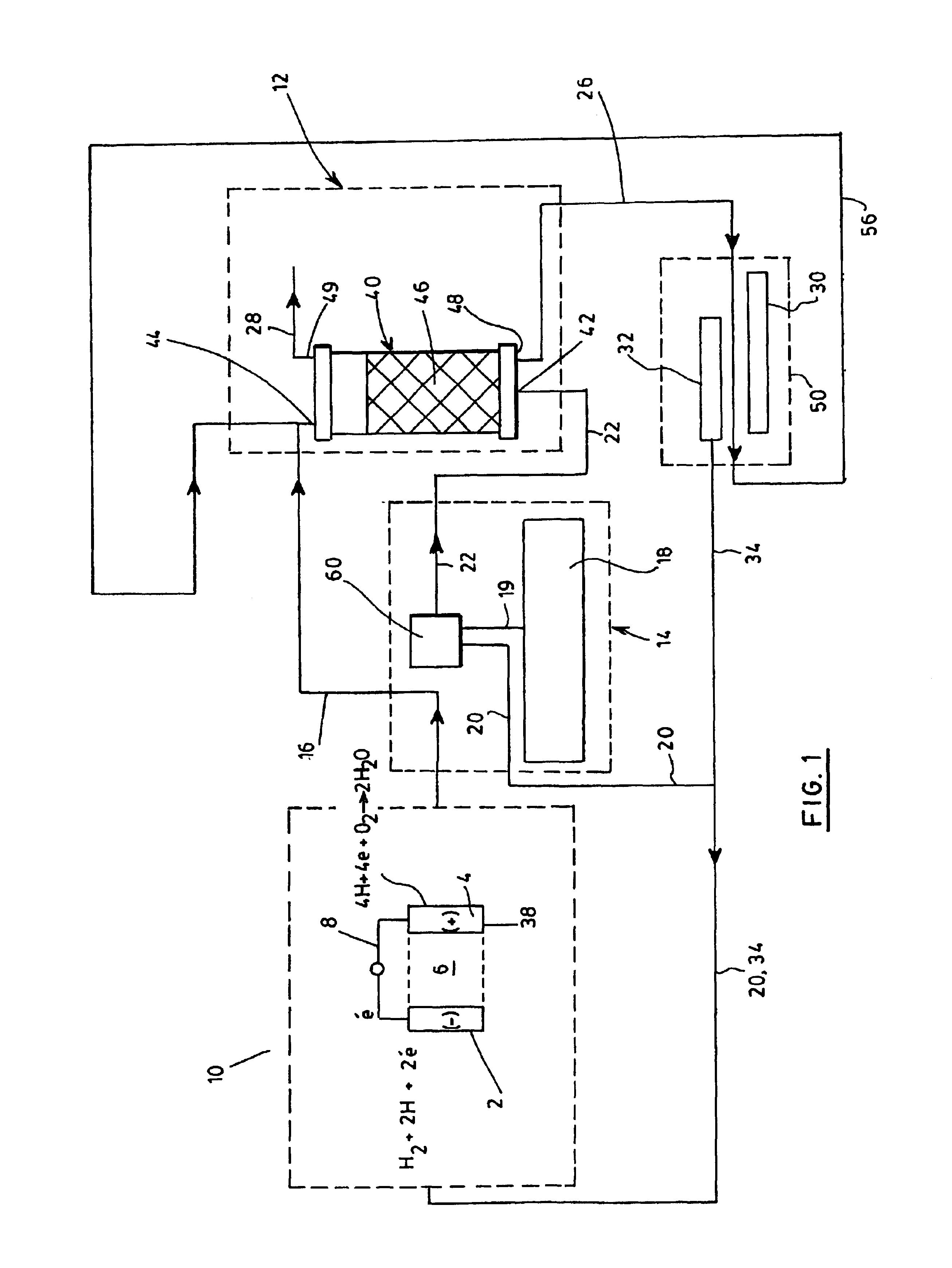 Process for generating electricity with a hydrogen fuel cell